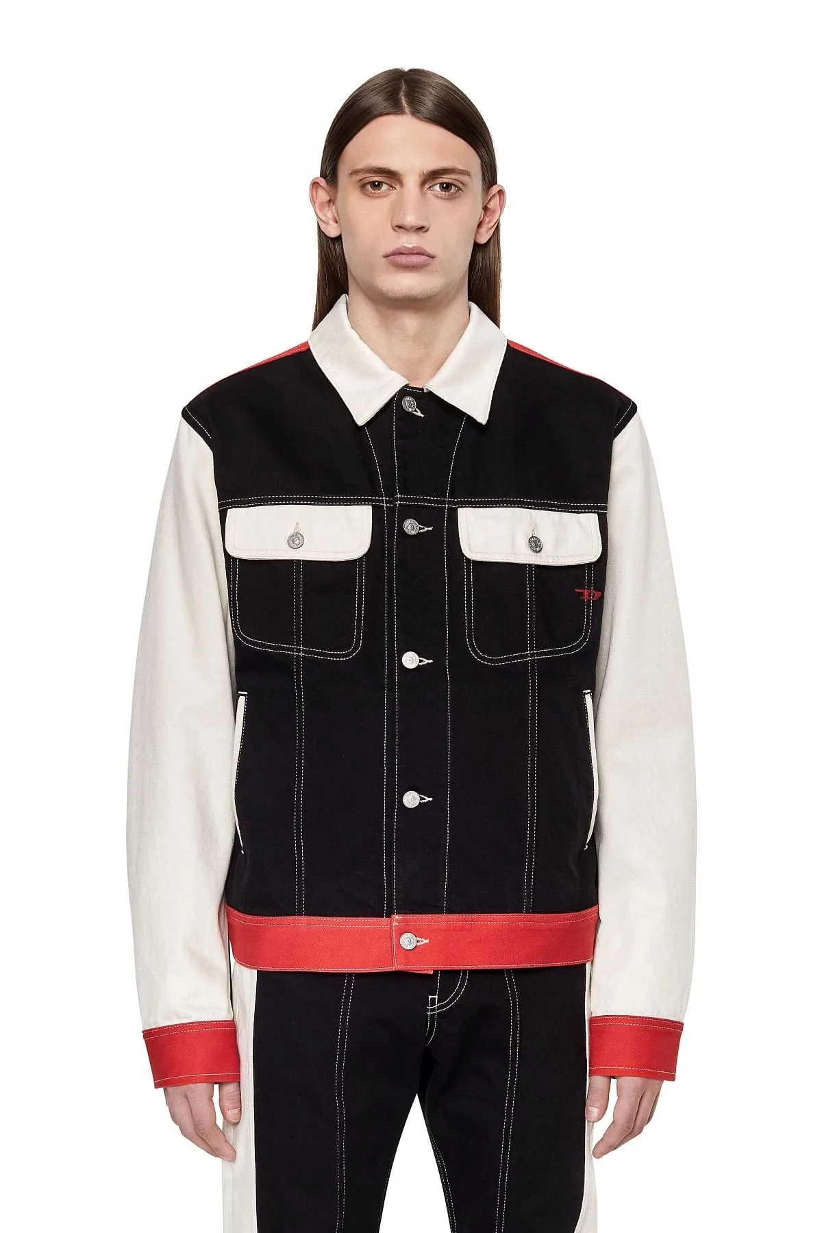 Black and White Regular-fit trucker jacket