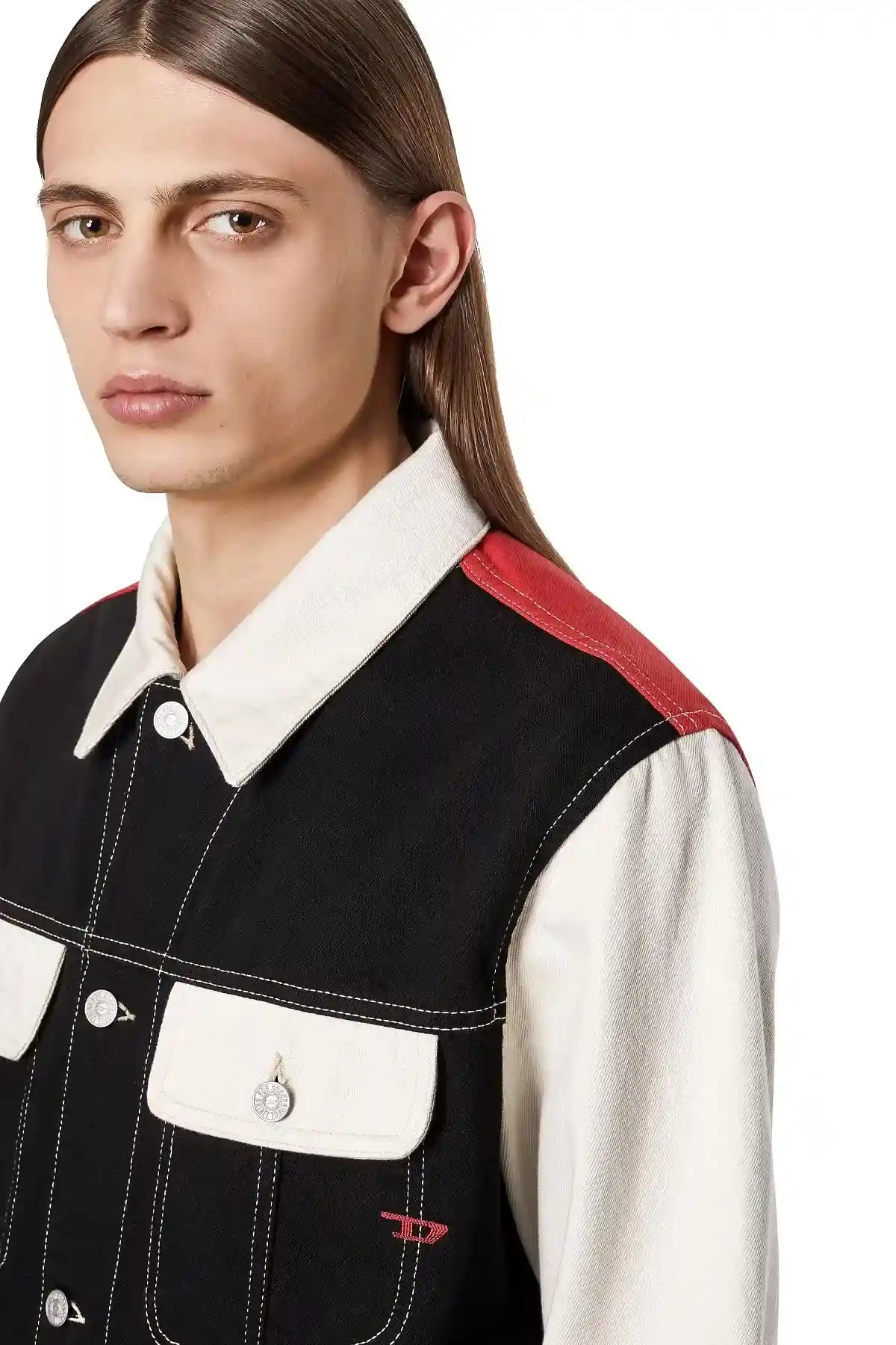 Black and White Regular-fit trucker jacket