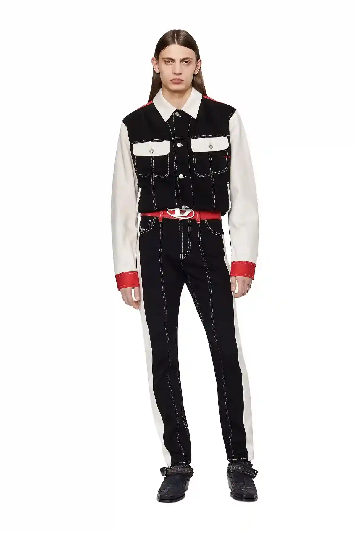 Black and White Regular-fit trucker jacket