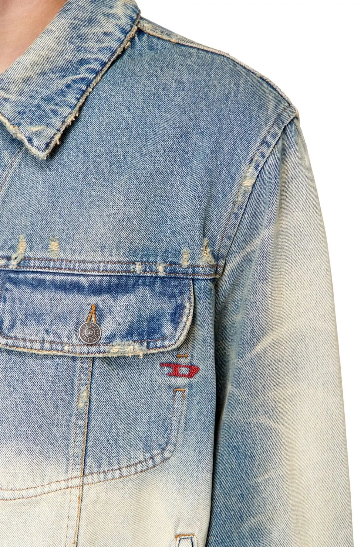Blue Regular-fit faded-effect trucker jacket