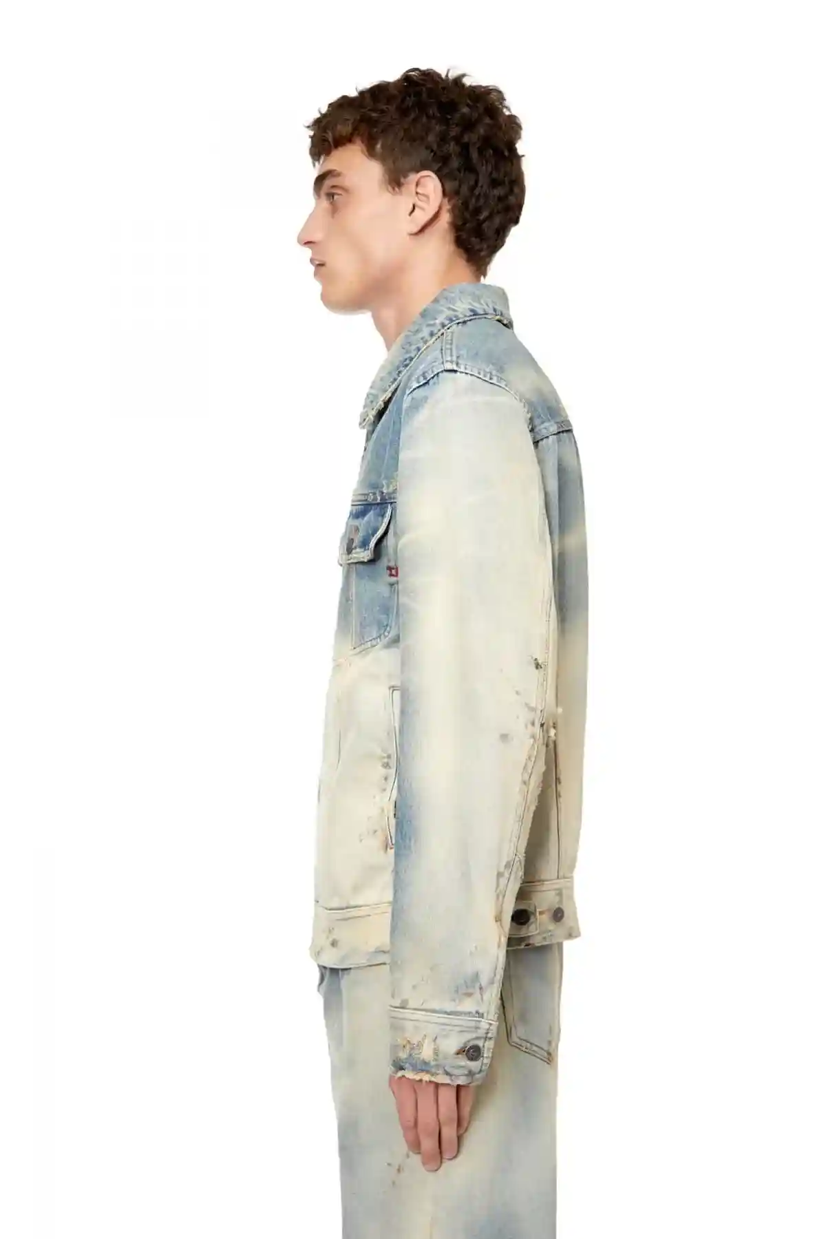 Blue Regular-fit faded-effect trucker jacket