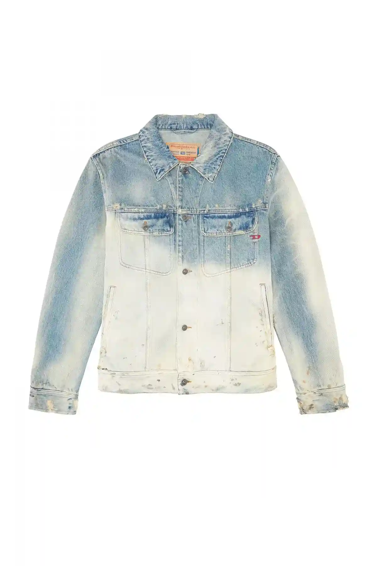 Blue Regular-fit faded-effect trucker jacket