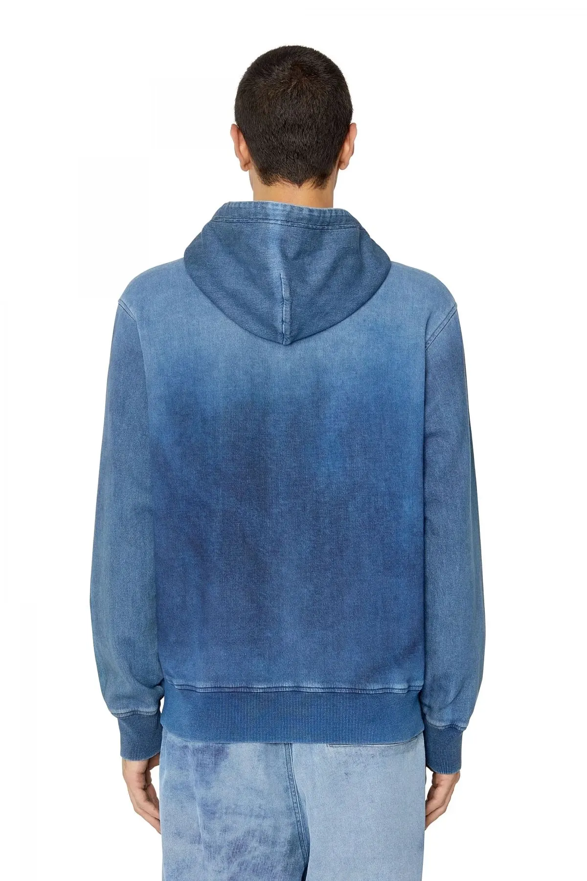 Blue Dégradé zip-up hoodie in Track Denim
