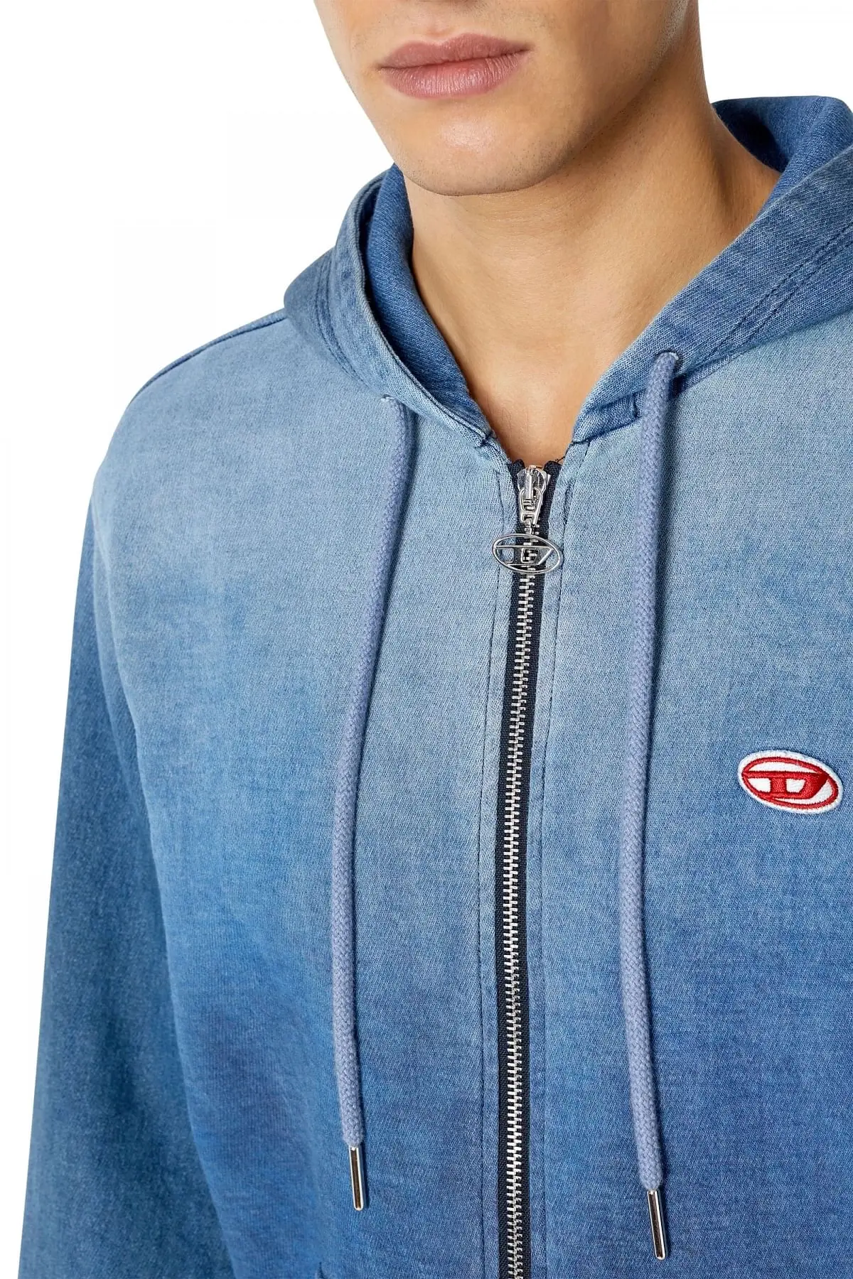 Blue Dégradé zip-up hoodie in Track Denim