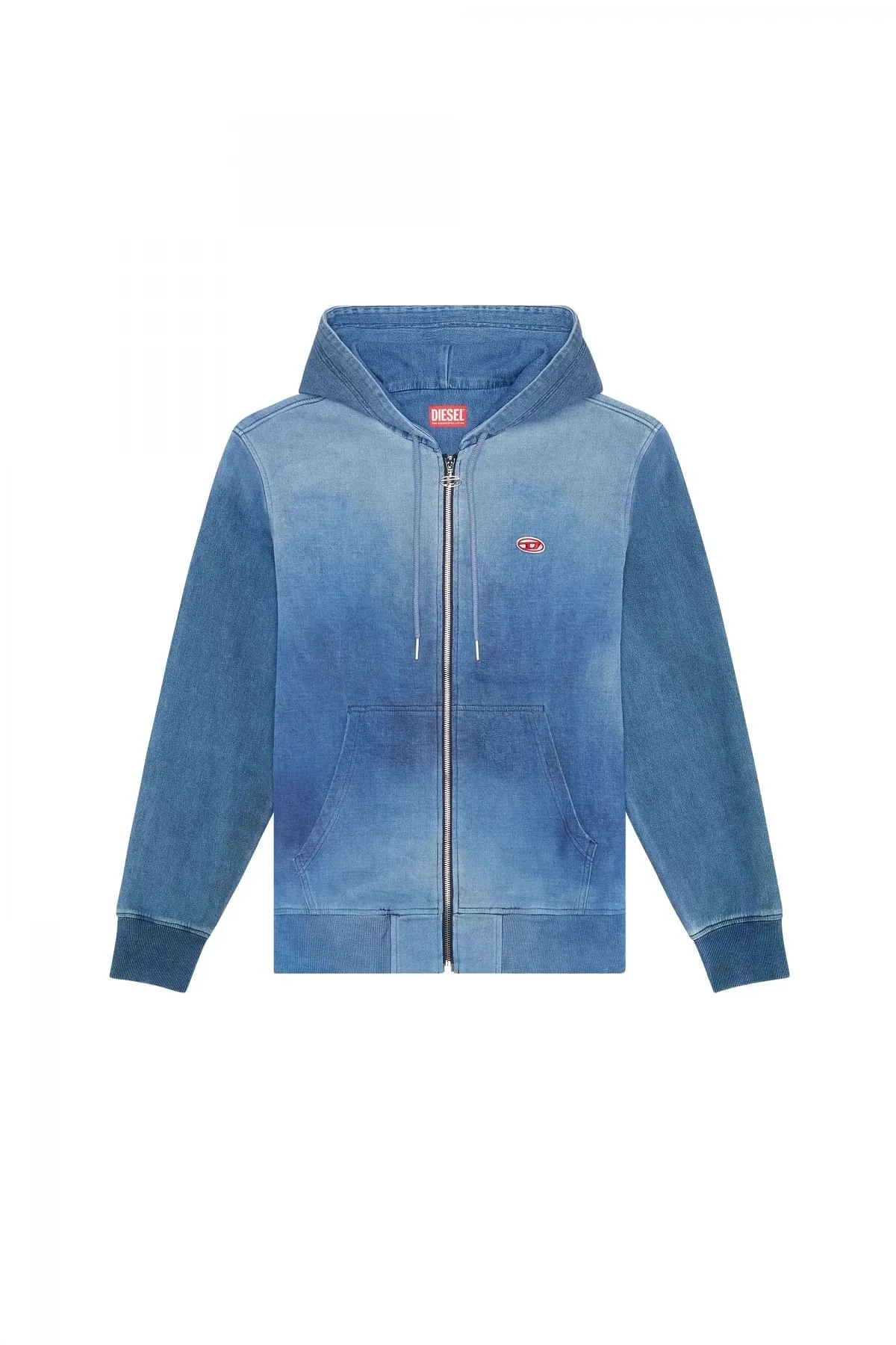 Blue Dégradé zip-up hoodie in Track Denim