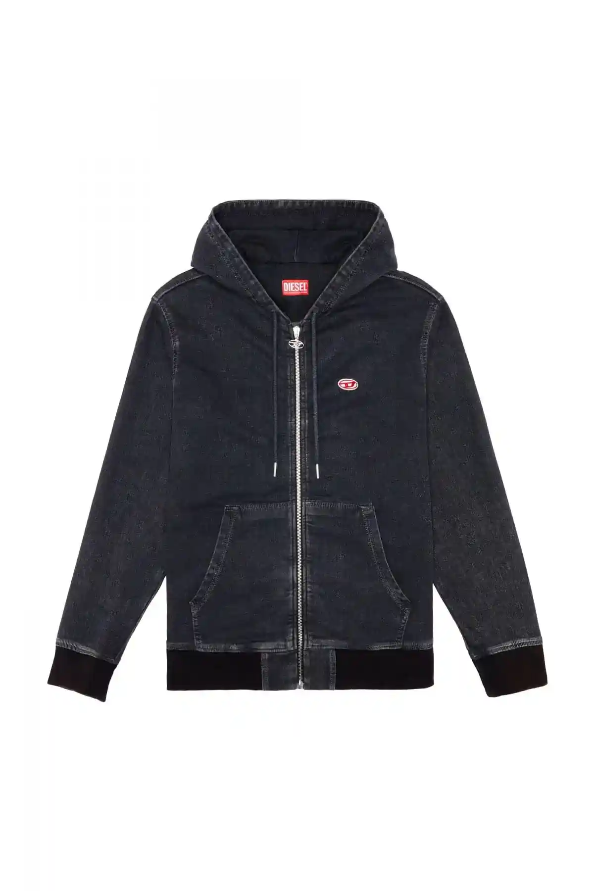 Black Zip-up hoodie in Track Denim