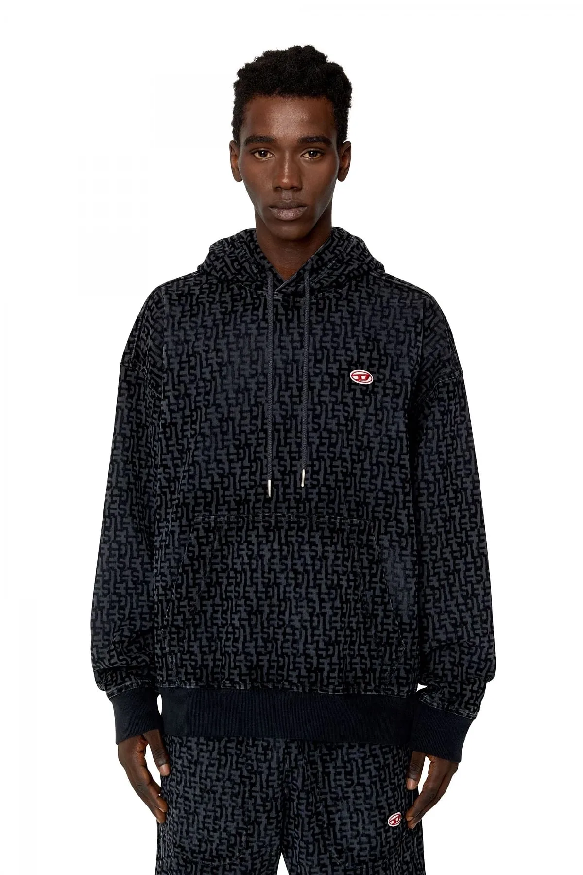 Black Monogram hoodie in Track Denim
