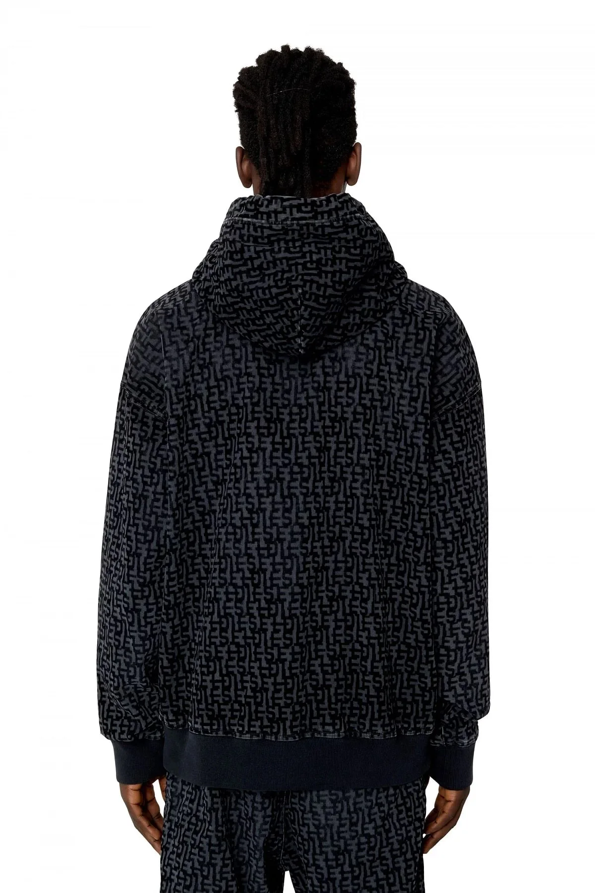 Black Monogram hoodie in Track Denim
