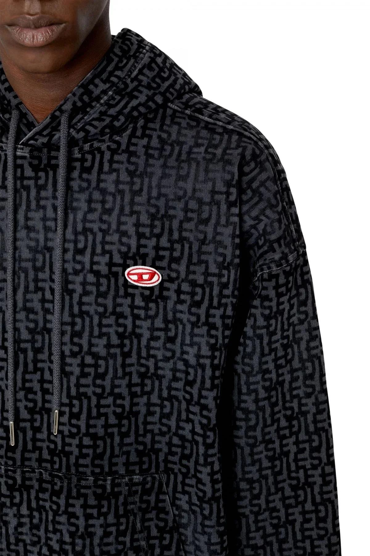 Black Monogram hoodie in Track Denim