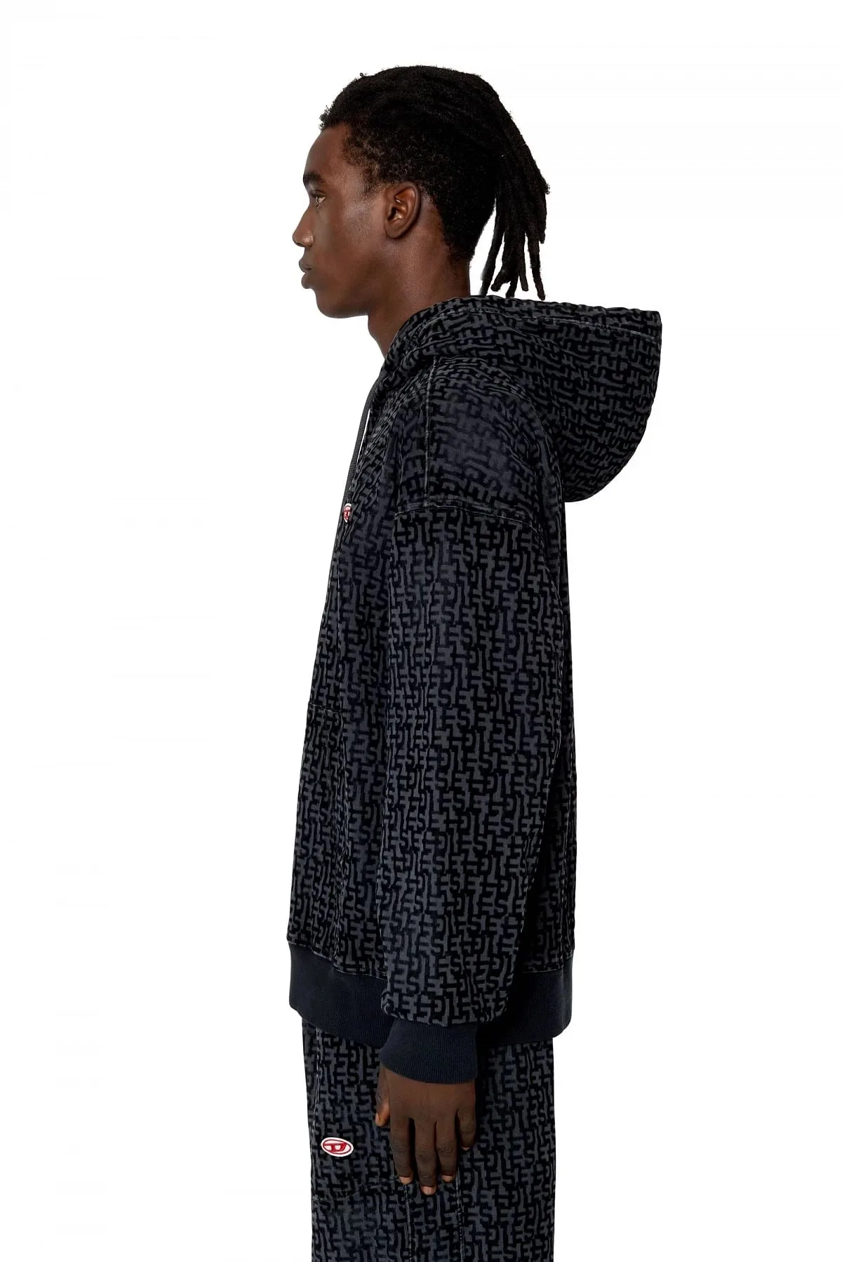 Black Monogram hoodie in Track Denim