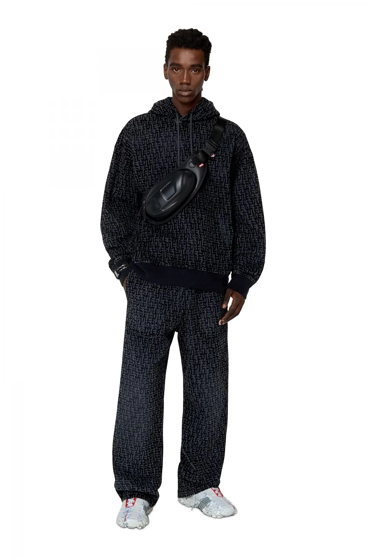 Black Monogram hoodie in Track Denim