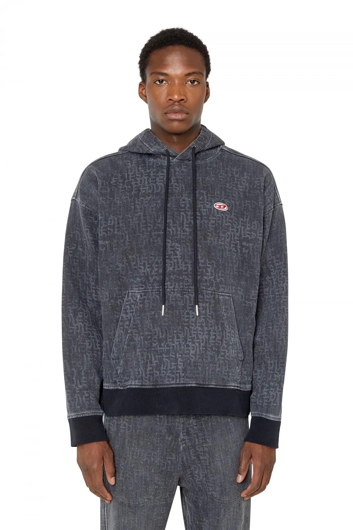 Black Monogram hoodie in Track Denim
