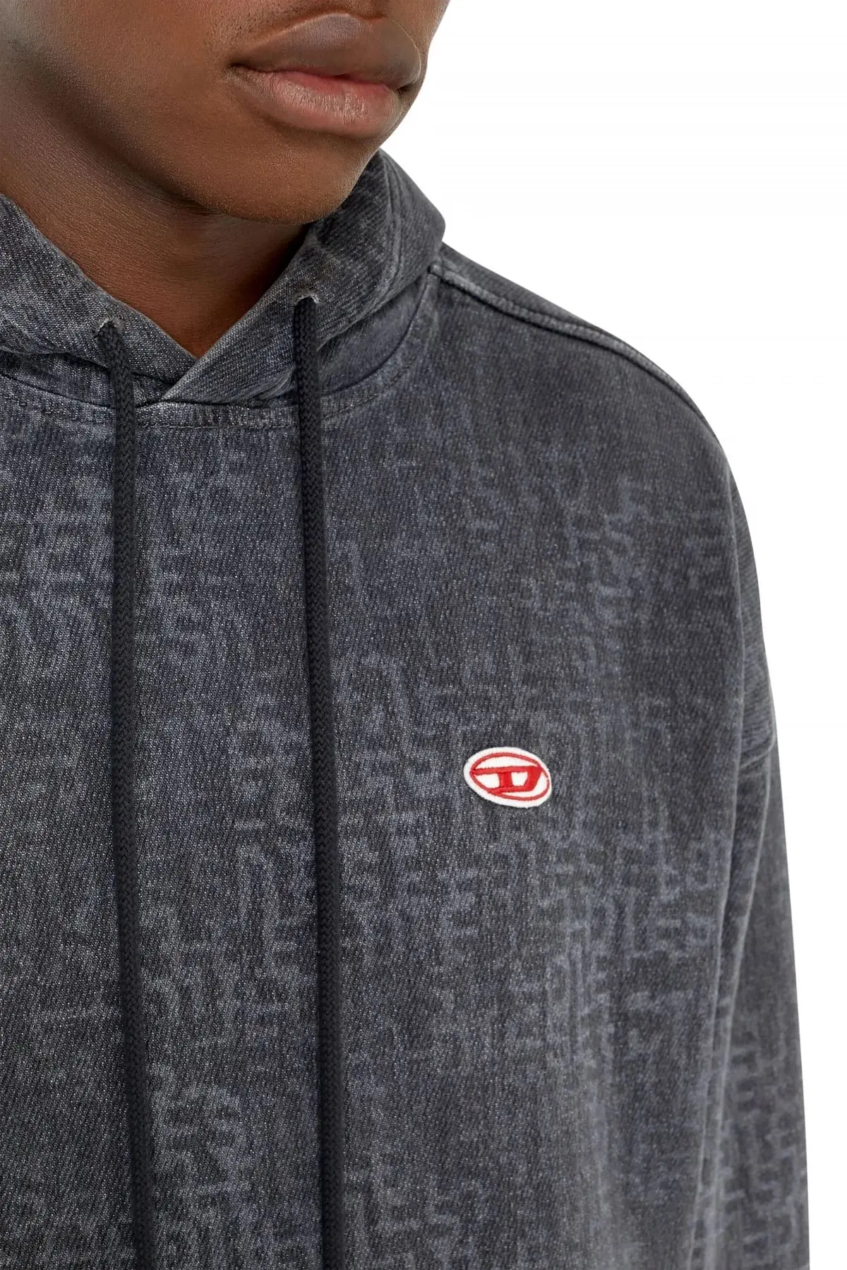 Black Monogram hoodie in Track Denim