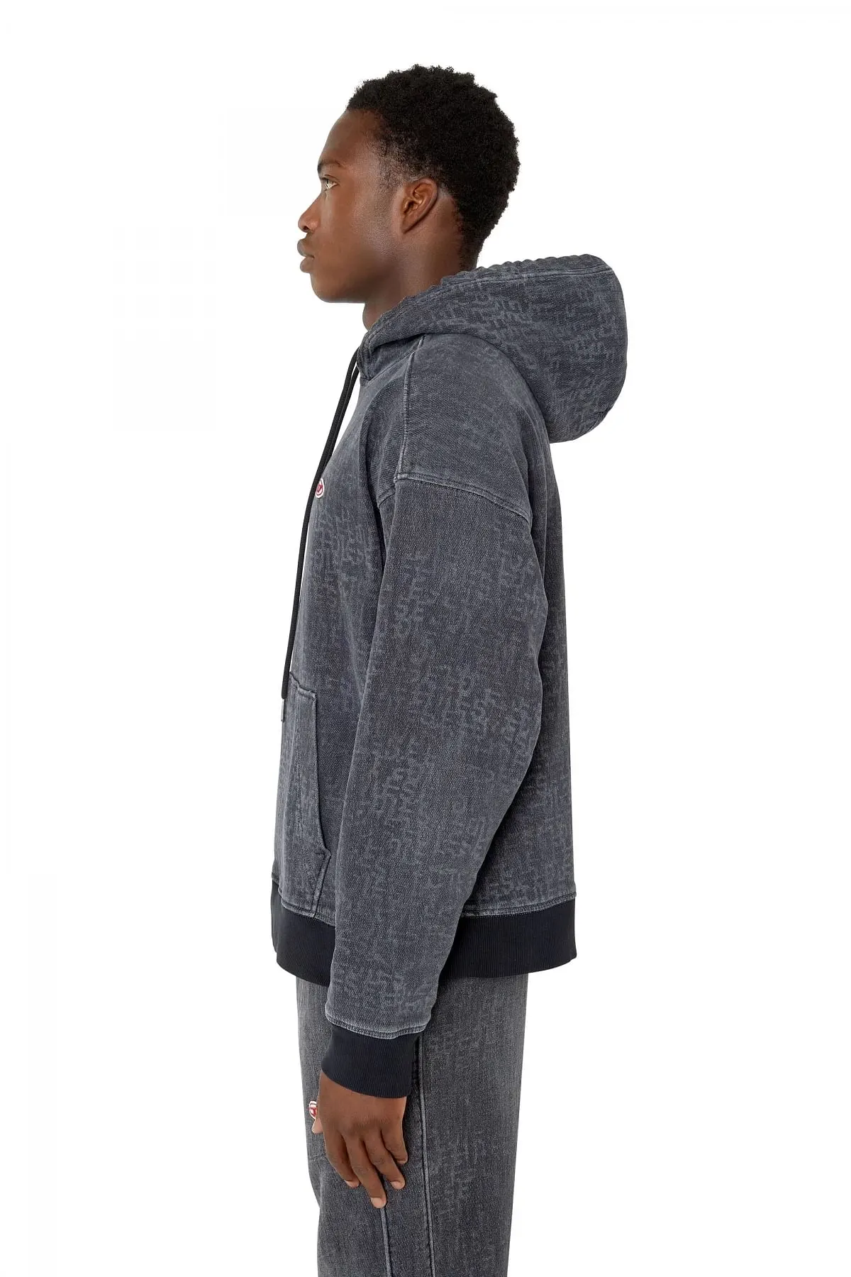 Black Monogram hoodie in Track Denim