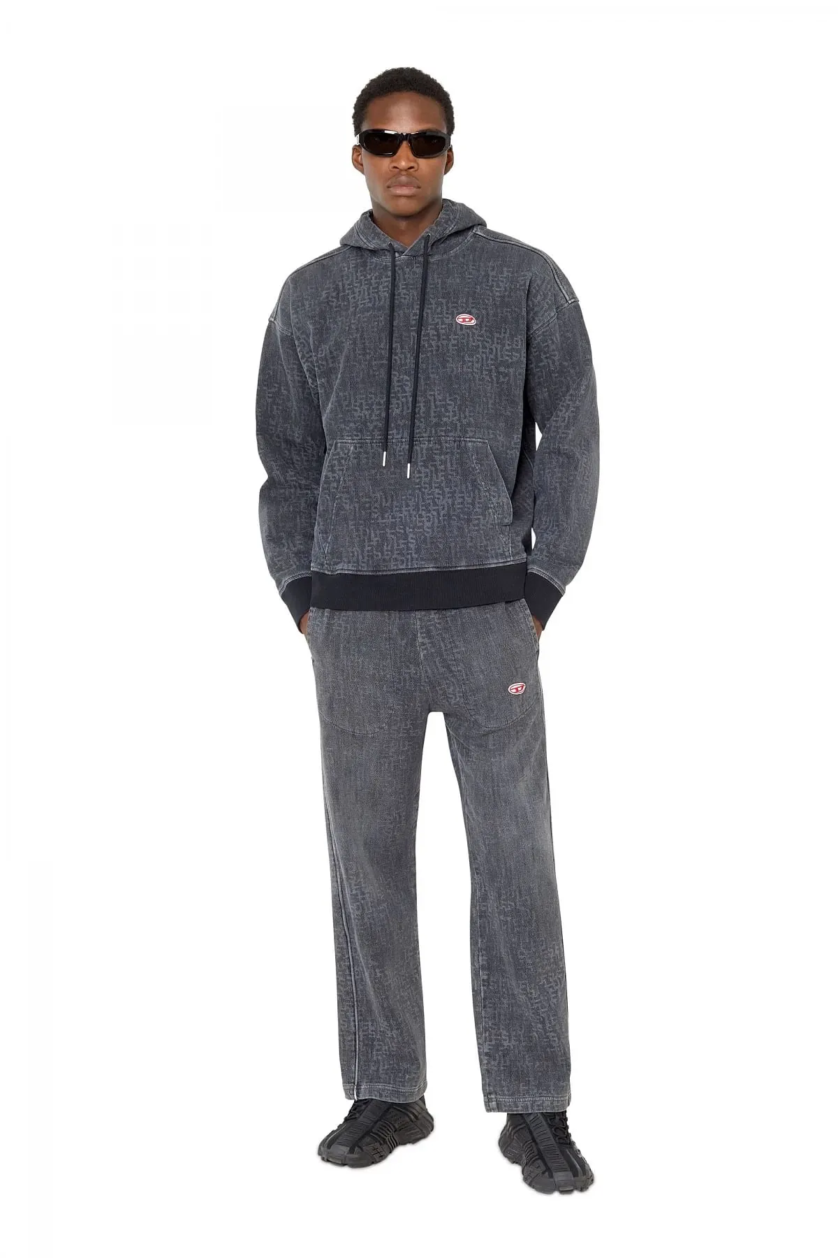 Black Monogram hoodie in Track Denim