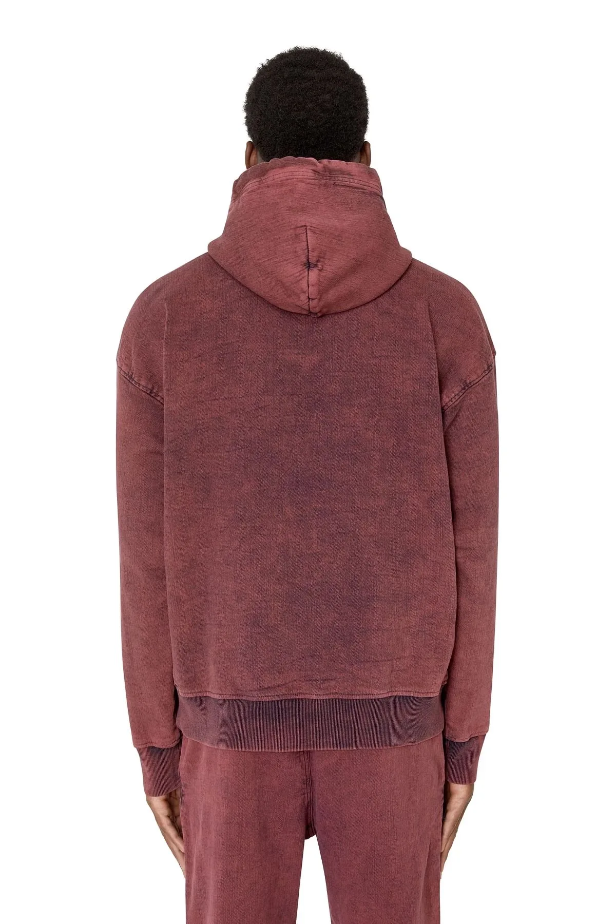 Red Overdyed hoodie in Track Denim