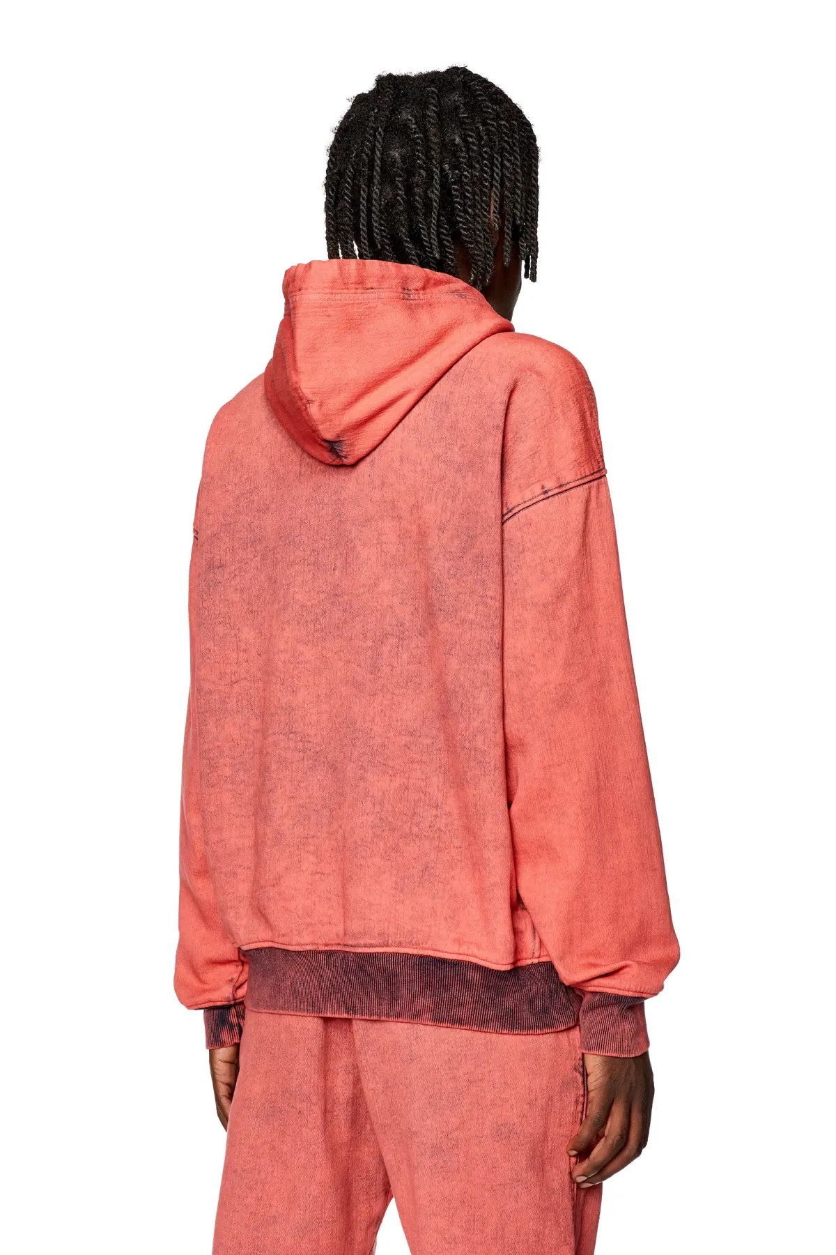Red Hoodie in Track Denim