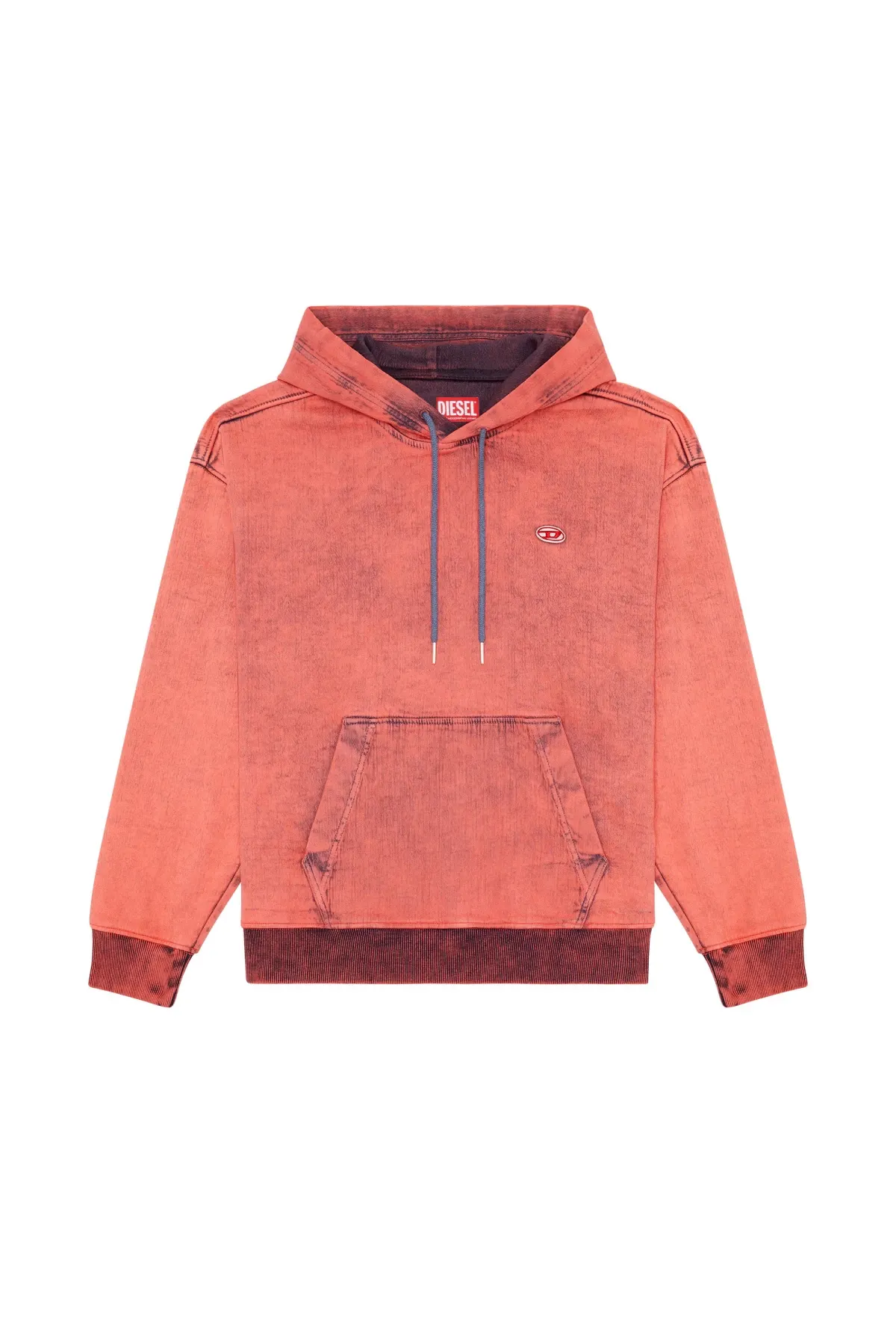 Red Hoodie in Track Denim