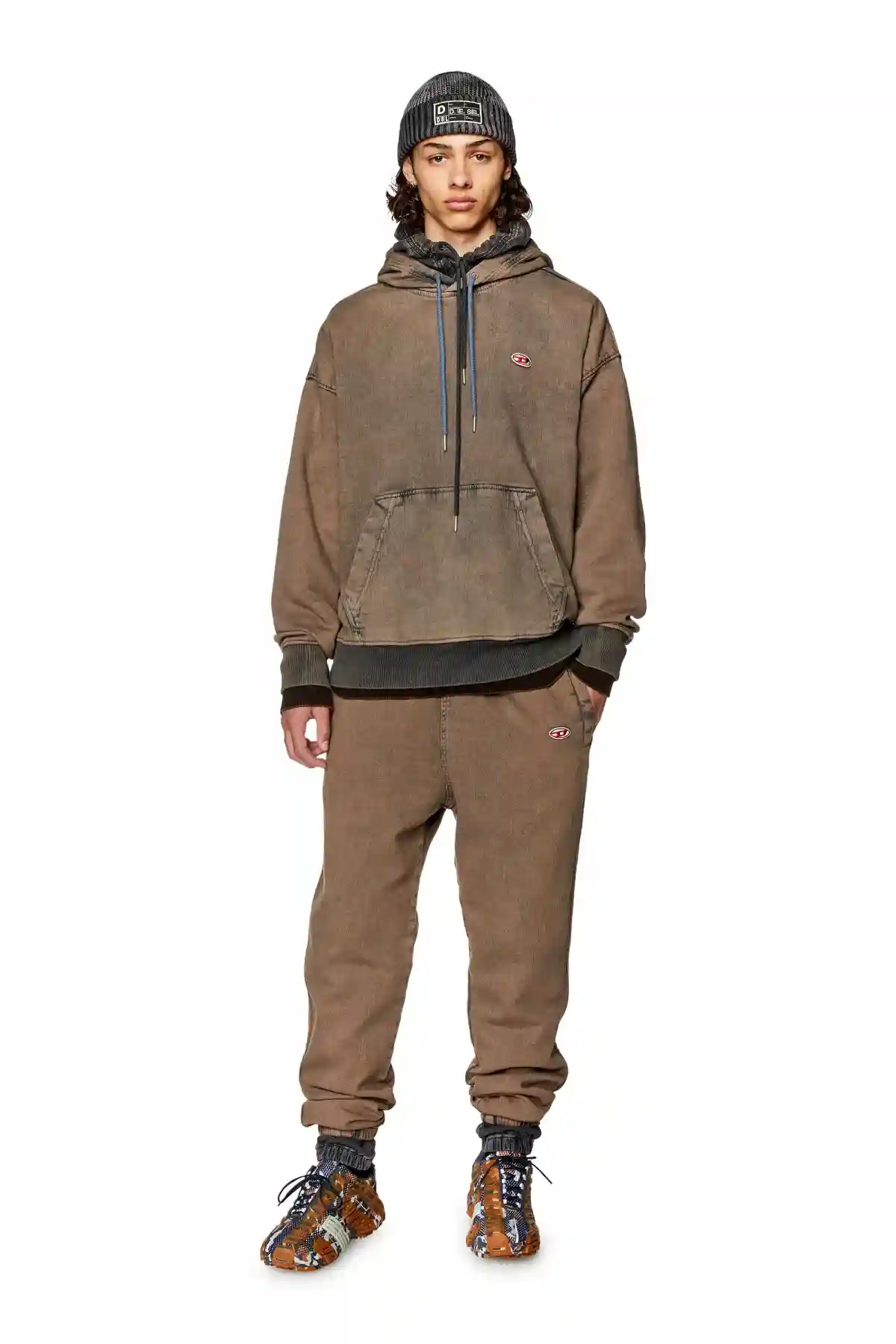 Brown Hoodie in Track Denim