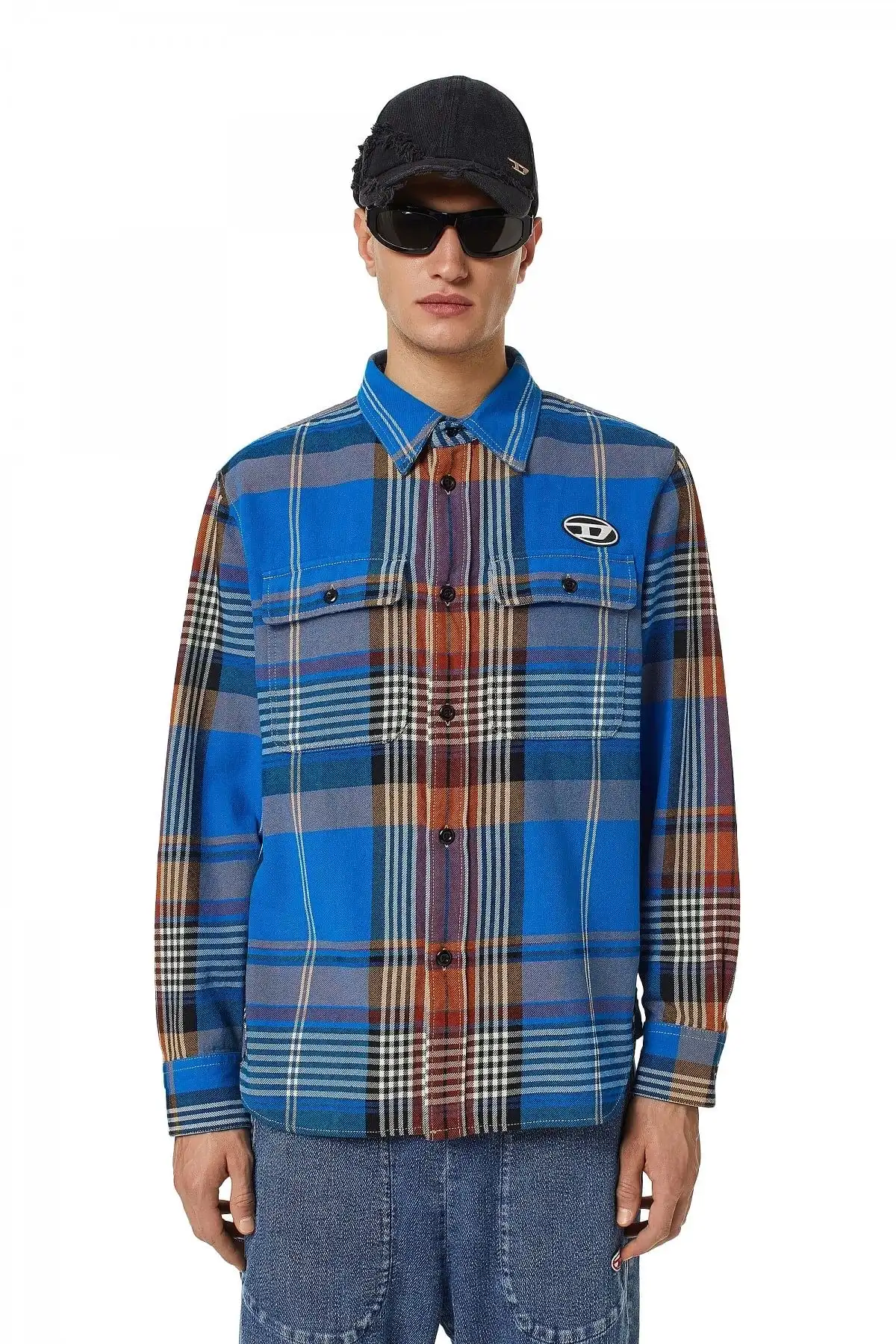 Blue Shirt in checked twill