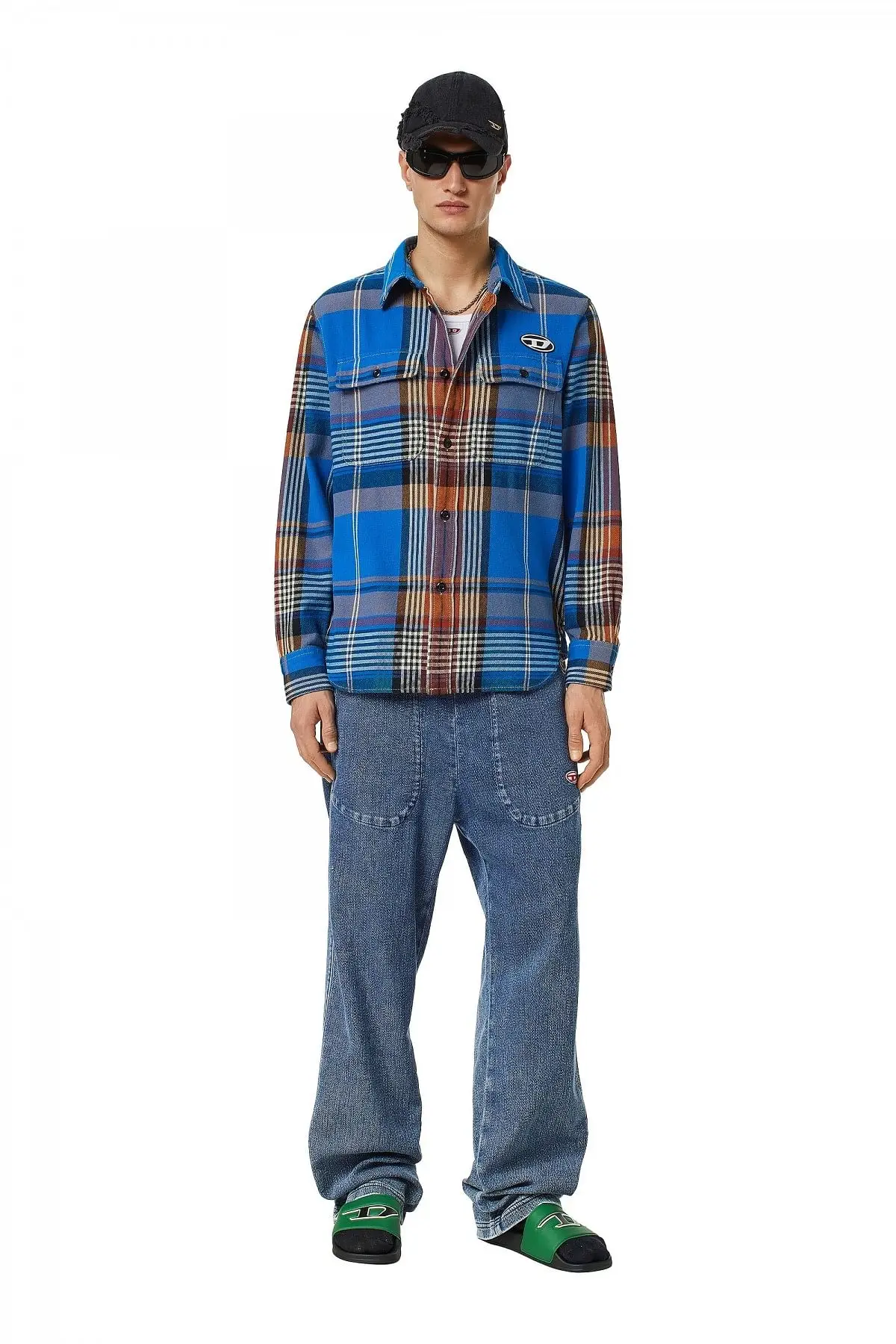 Blue Shirt in checked twill