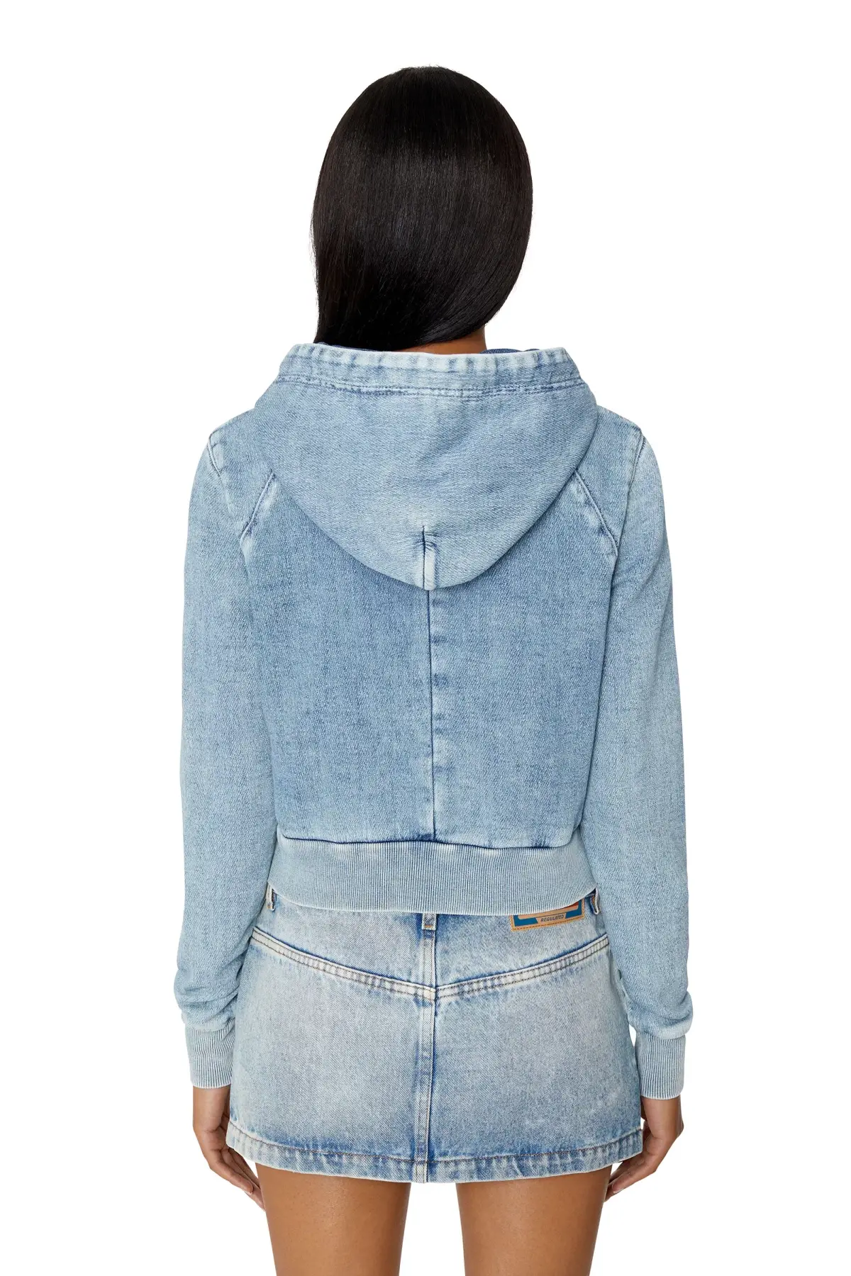 Blue Crop hoodie in Track Denim