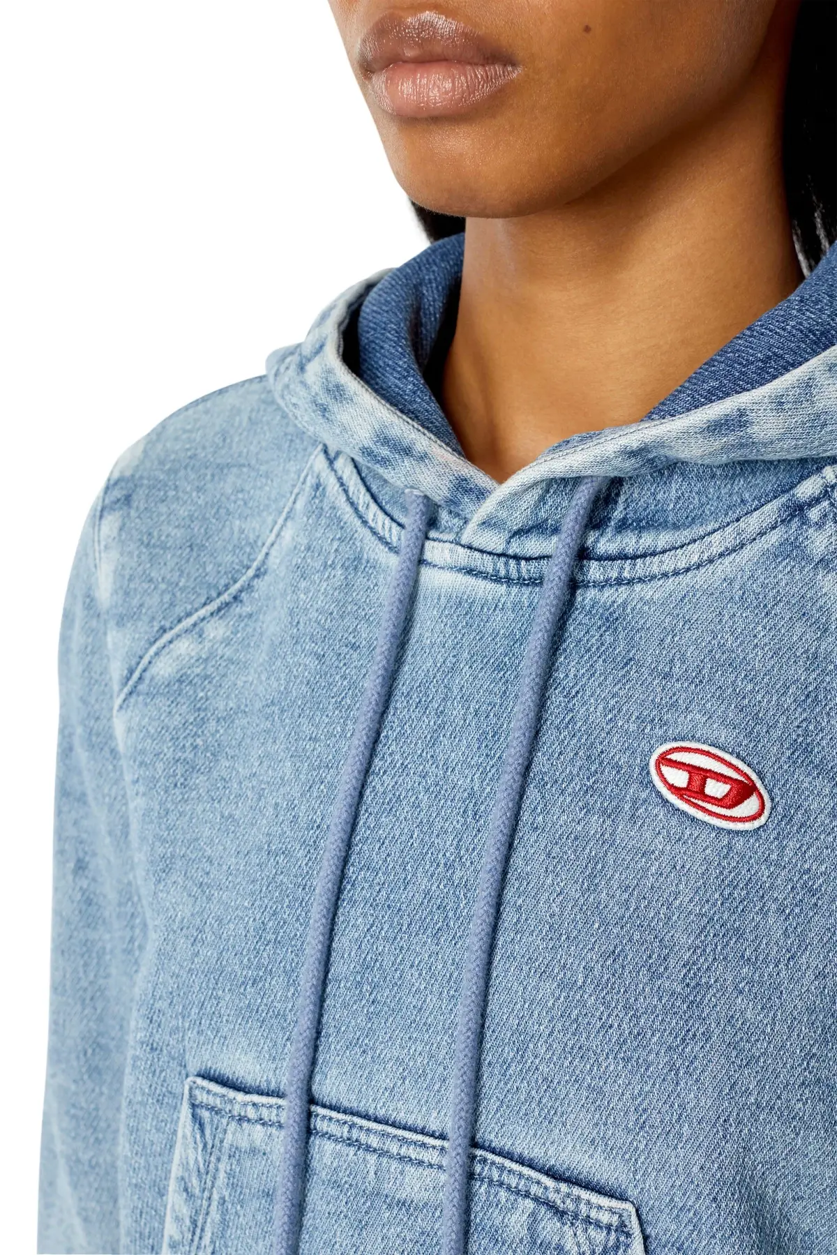 Blue Crop hoodie in Track Denim