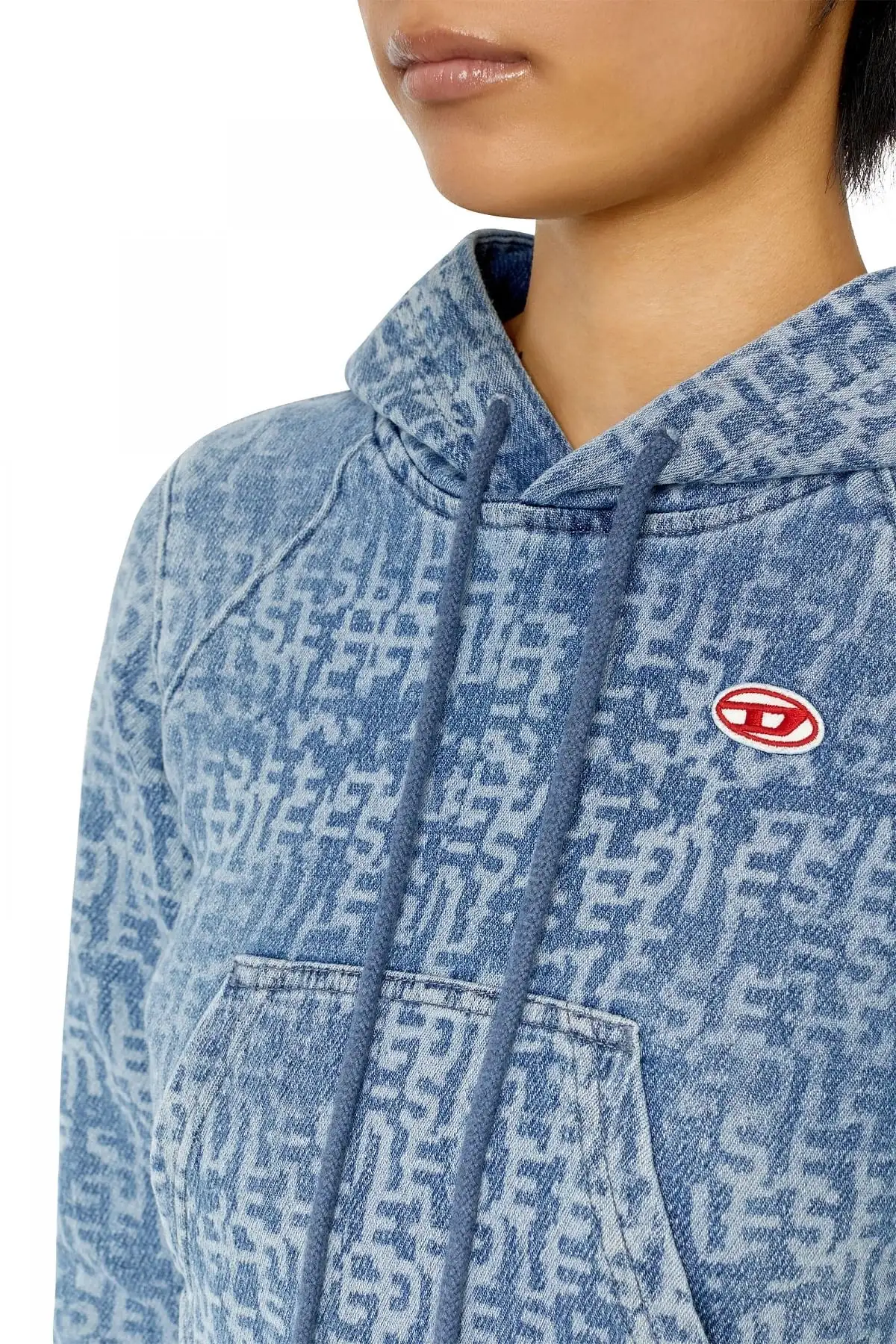 Blue Cropped monogram hoodie