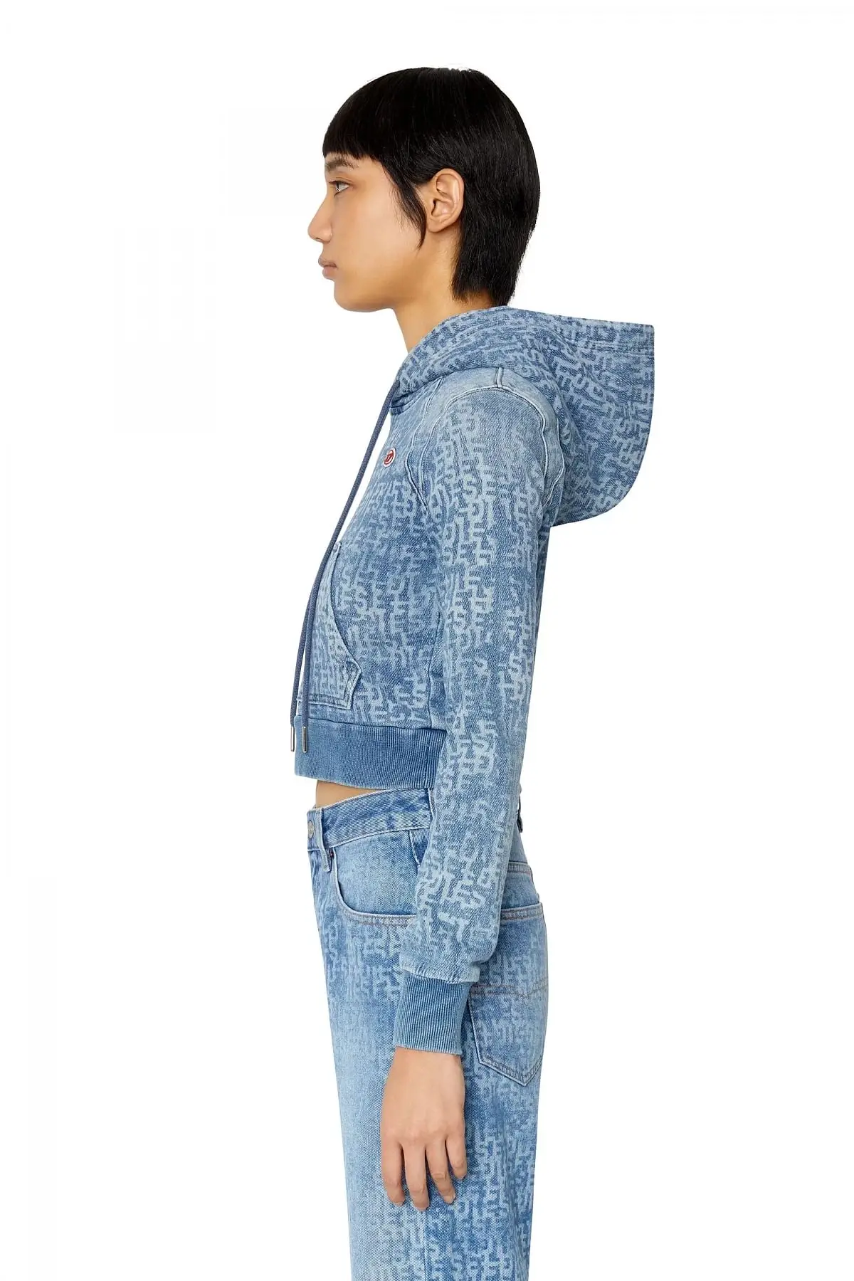 Blue Cropped monogram hoodie