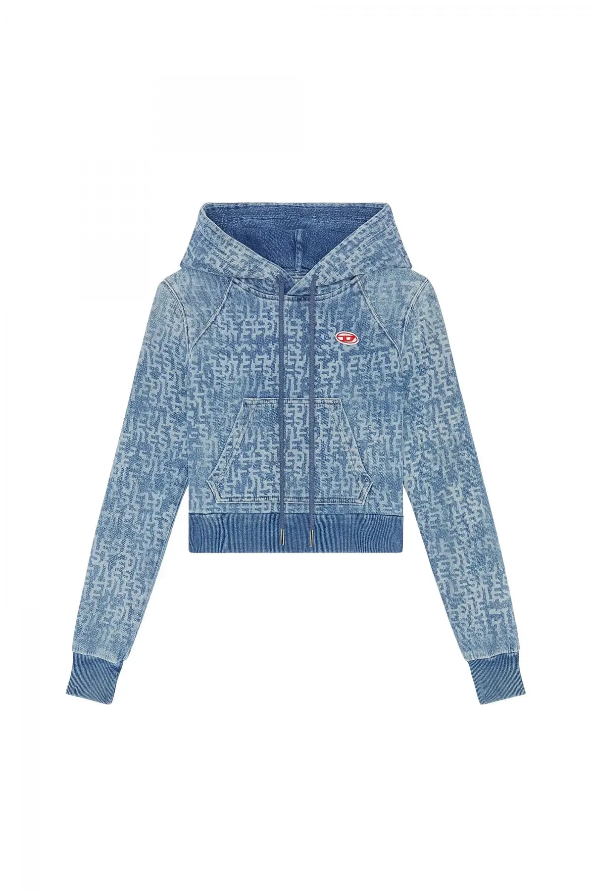 Blue Cropped monogram hoodie