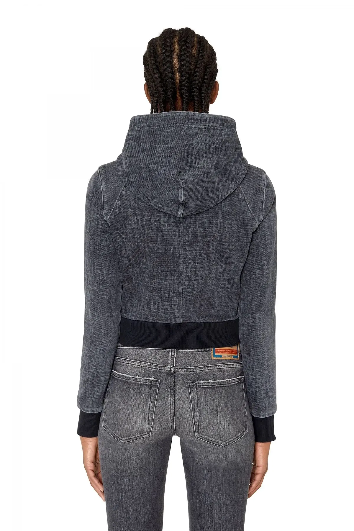 Black Cropped monogram hoodie