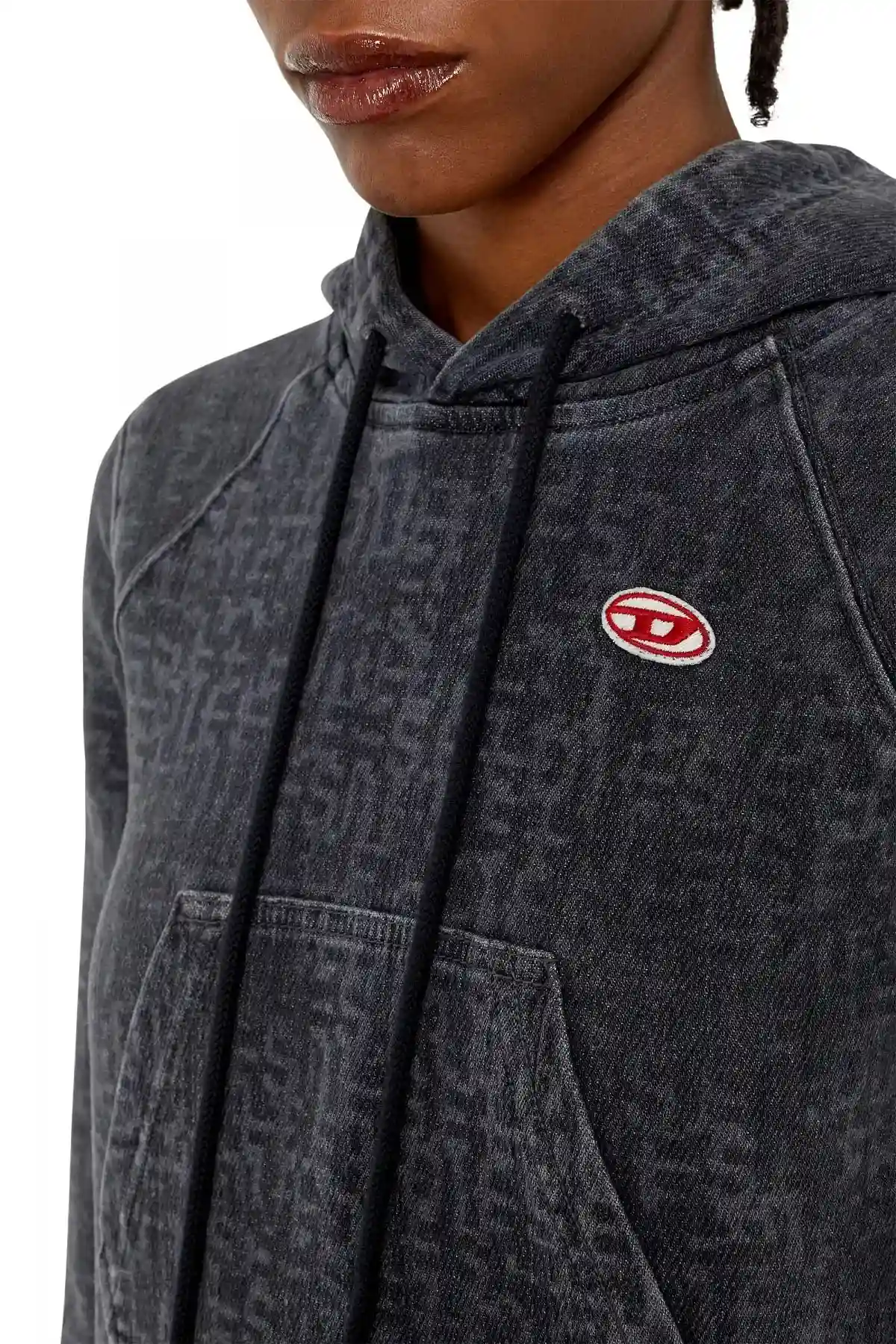 Black Cropped monogram hoodie