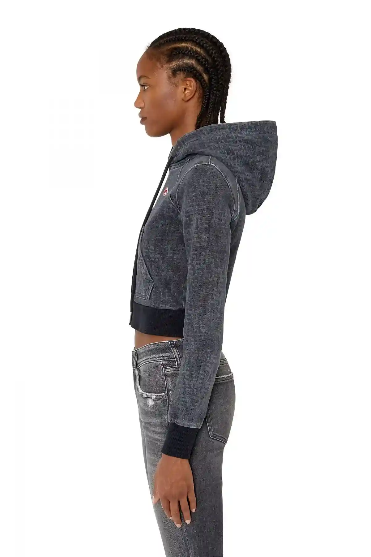 Black Cropped monogram hoodie