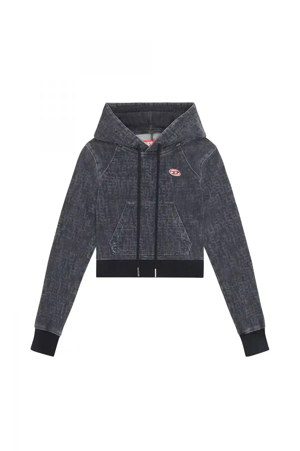 Black Cropped monogram hoodie