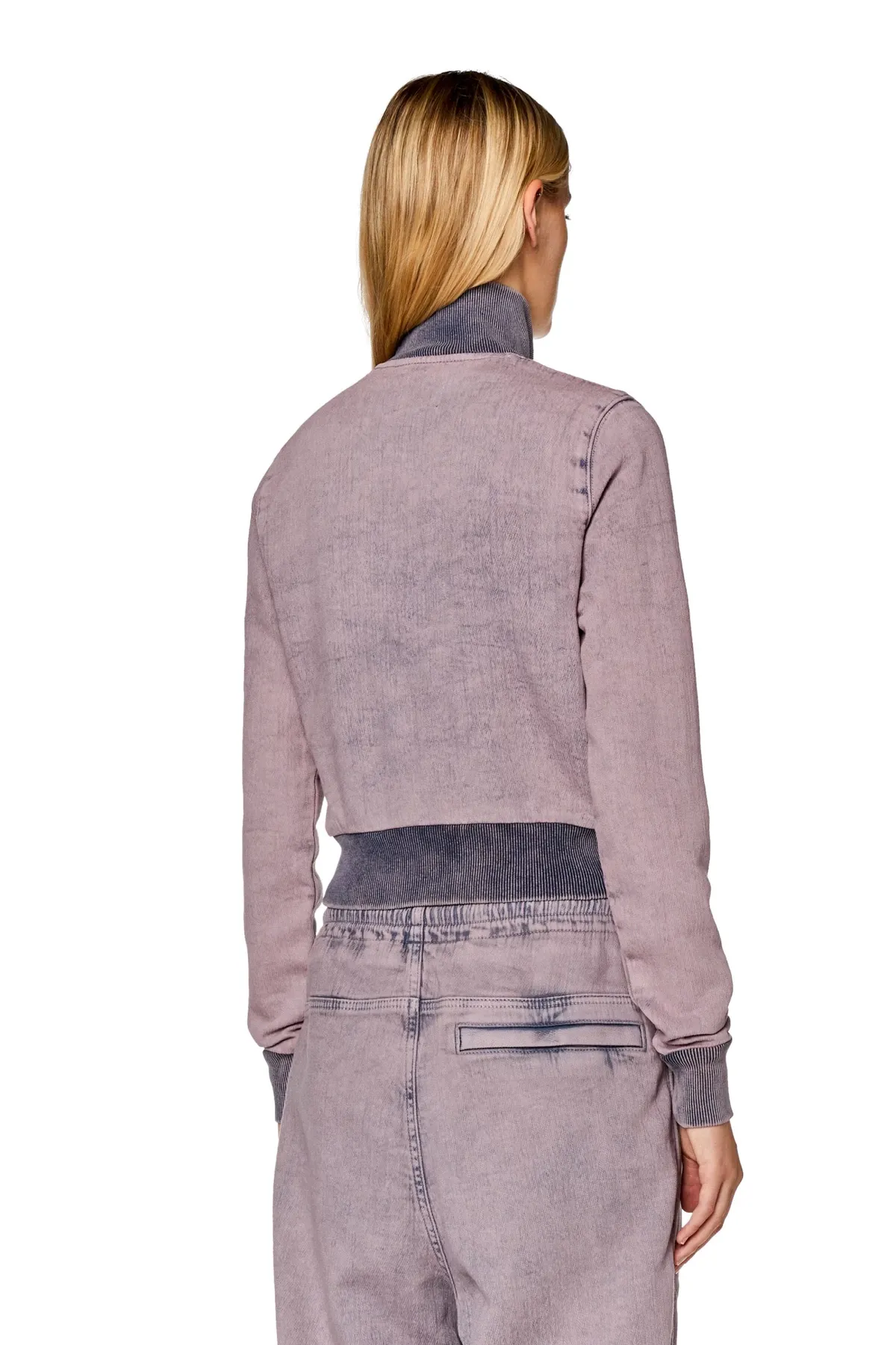 Pink Zip-up sweatshirt in Track Denim