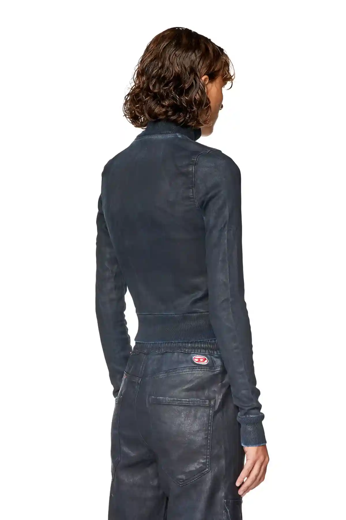 Blue Sweatshirt in coated Track Denim