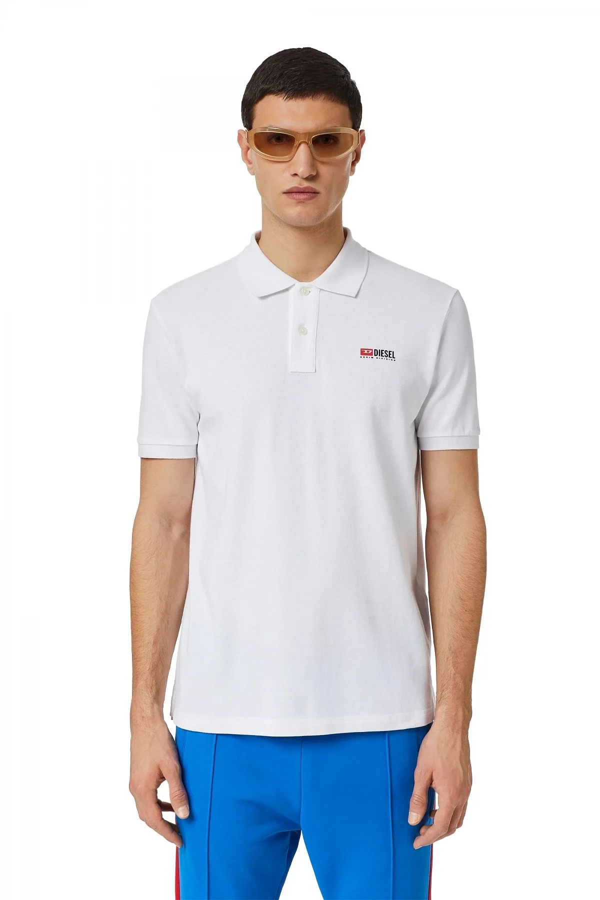 White Polo shirt with high-density logo print