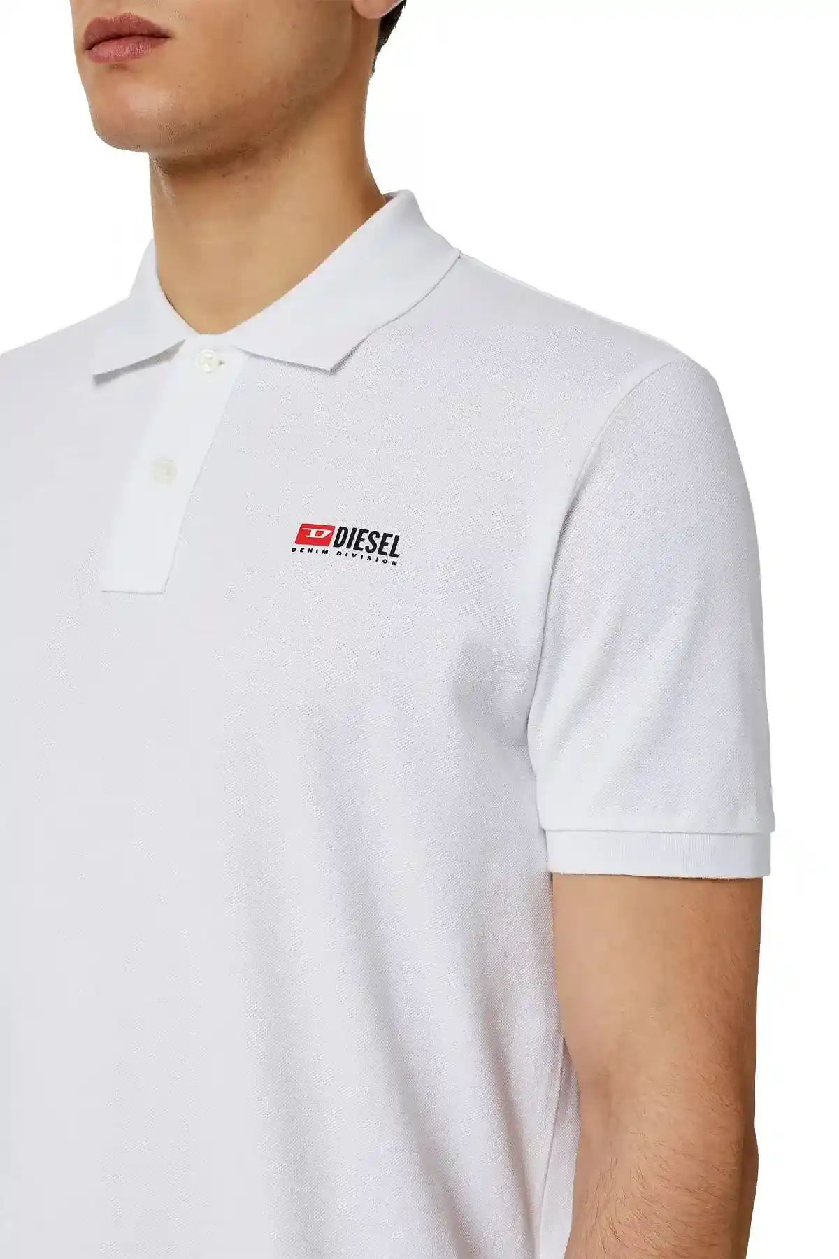 White Polo shirt with high-density logo print