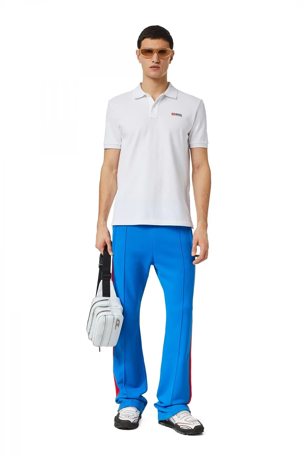 White Polo shirt with high-density logo print