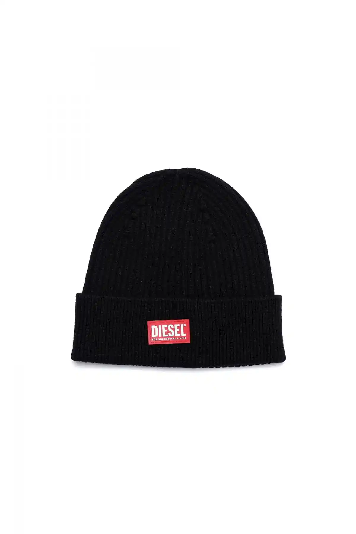 Black Ribbed beanie with logo patch