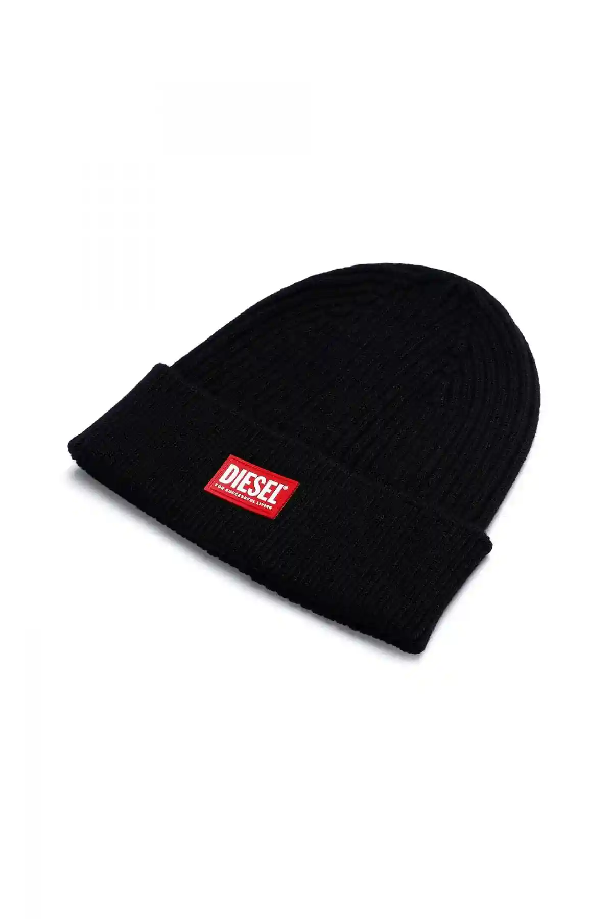 Black Ribbed beanie with logo patch