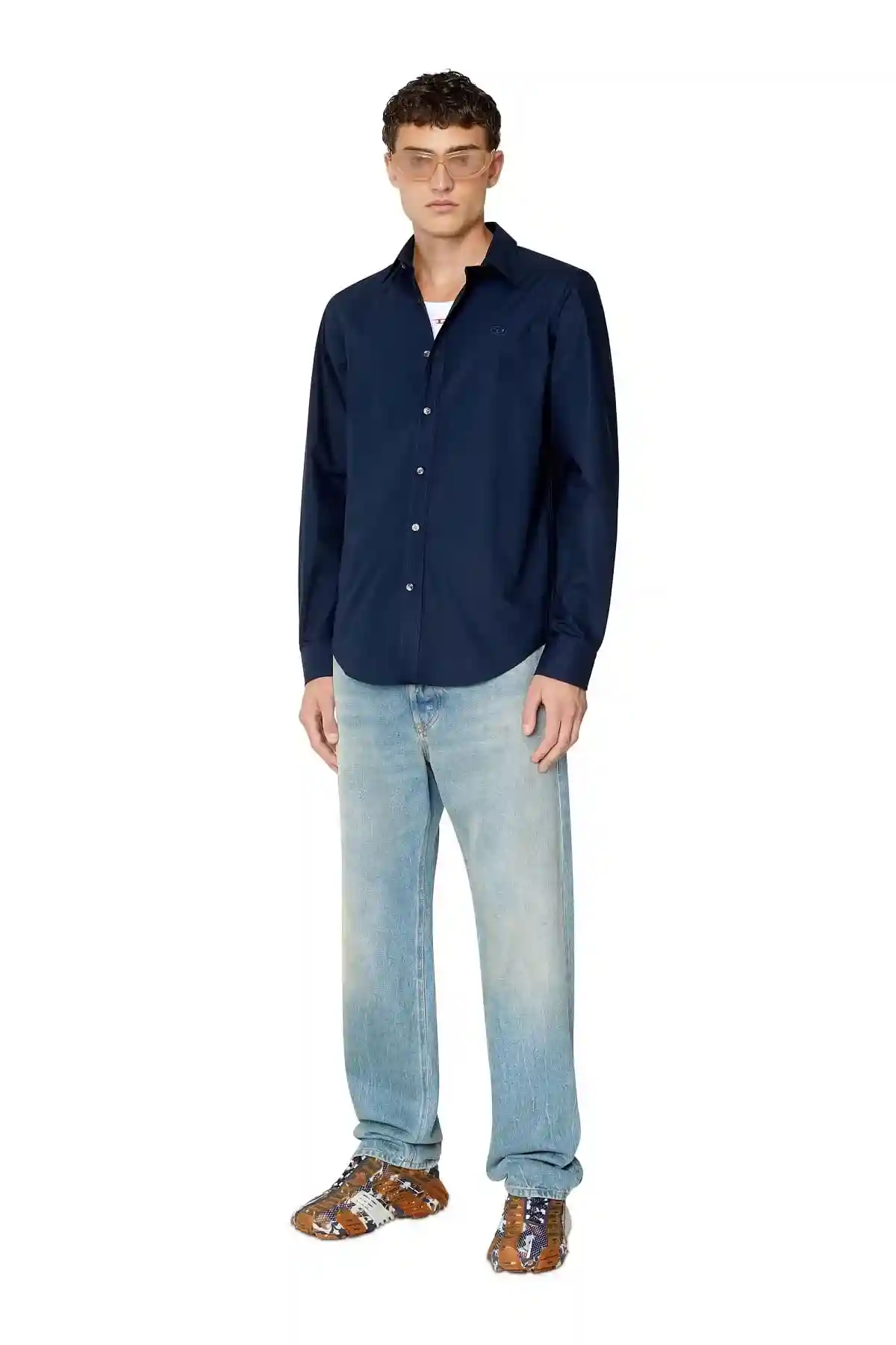 Blue Shirt in technical cotton