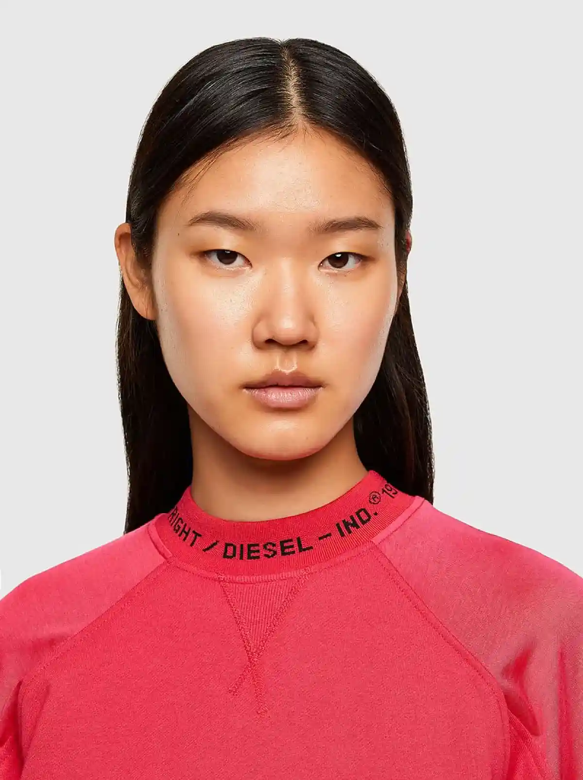 Pink Sweatshirt with logo-jacquard collar