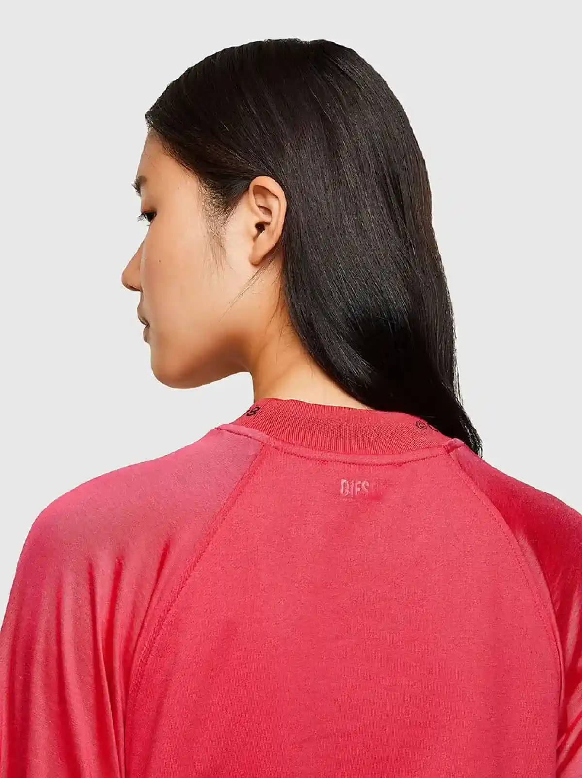 Pink Sweatshirt with logo-jacquard collar