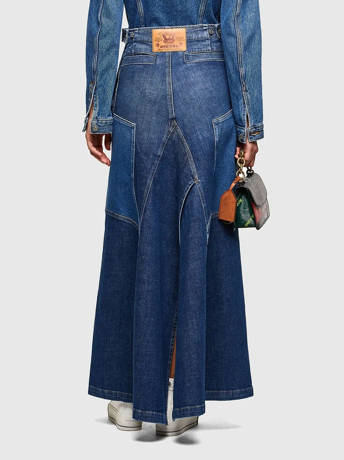 Blue Long skirt in two-tone denim