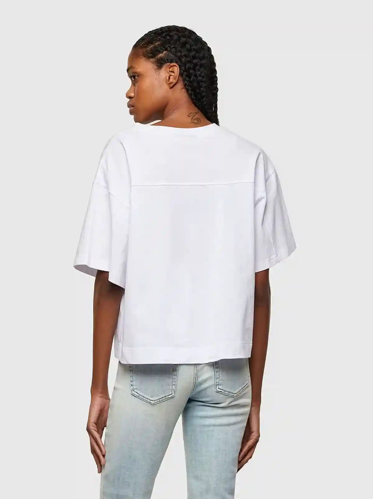 White Boxy T-shirt with print and embroidery