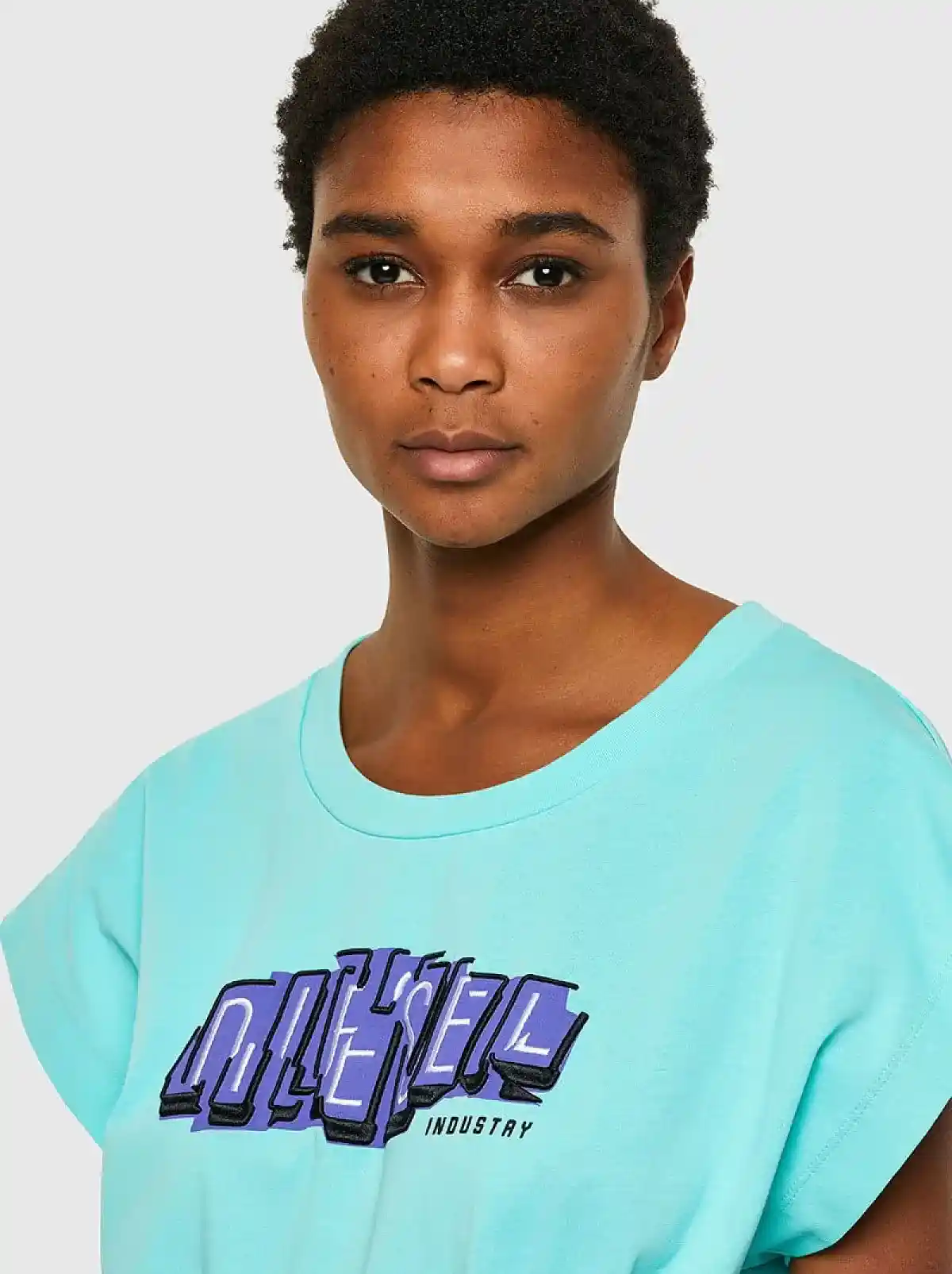 Blue Short jersey dress with D-ring belt