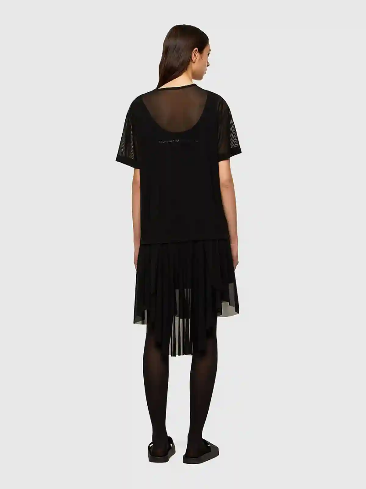 Black Asymmetric dress in tulle and jersey