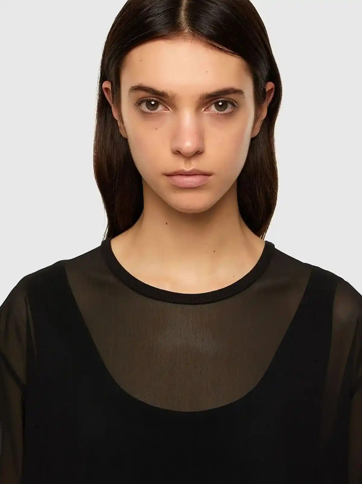 Black Asymmetric dress in tulle and jersey
