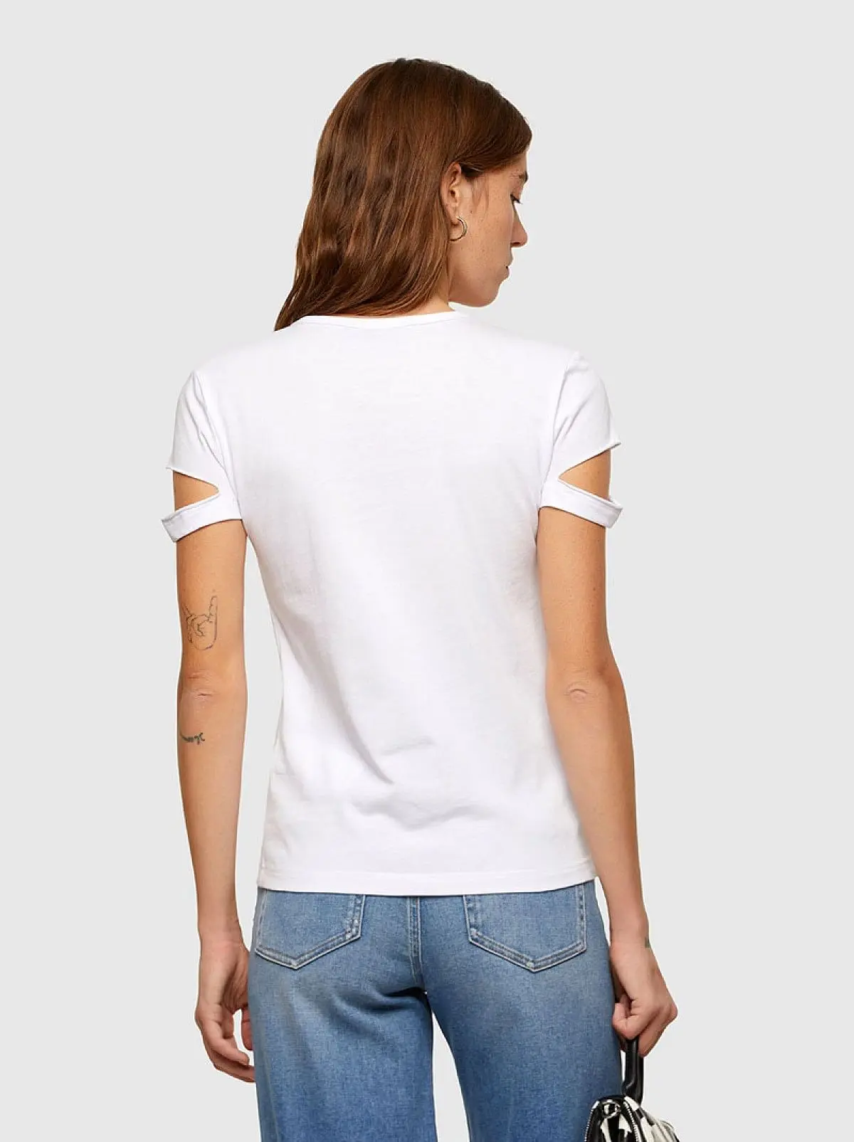 White Cut-out T-shirt with DSL logo